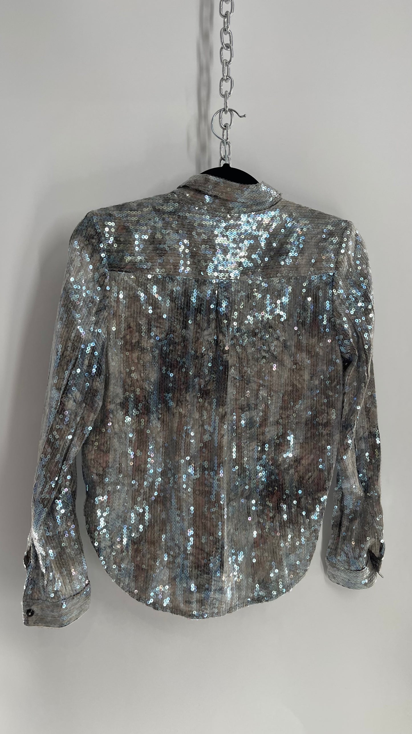 PILCRO Anthropologie Iridescent Sequin Grey Blue and Tags Attached (XXS)