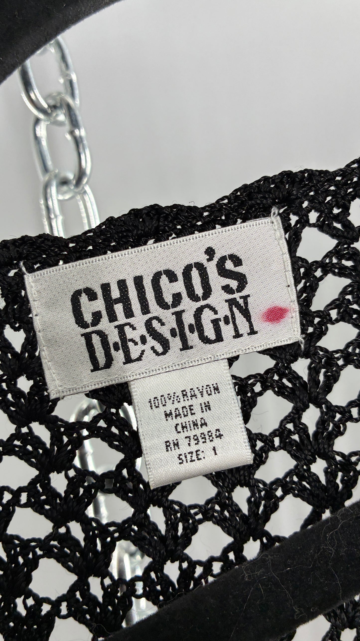 Vintage CHICO’S DESIGN Crochet Black and Multicolored Pattern (1)