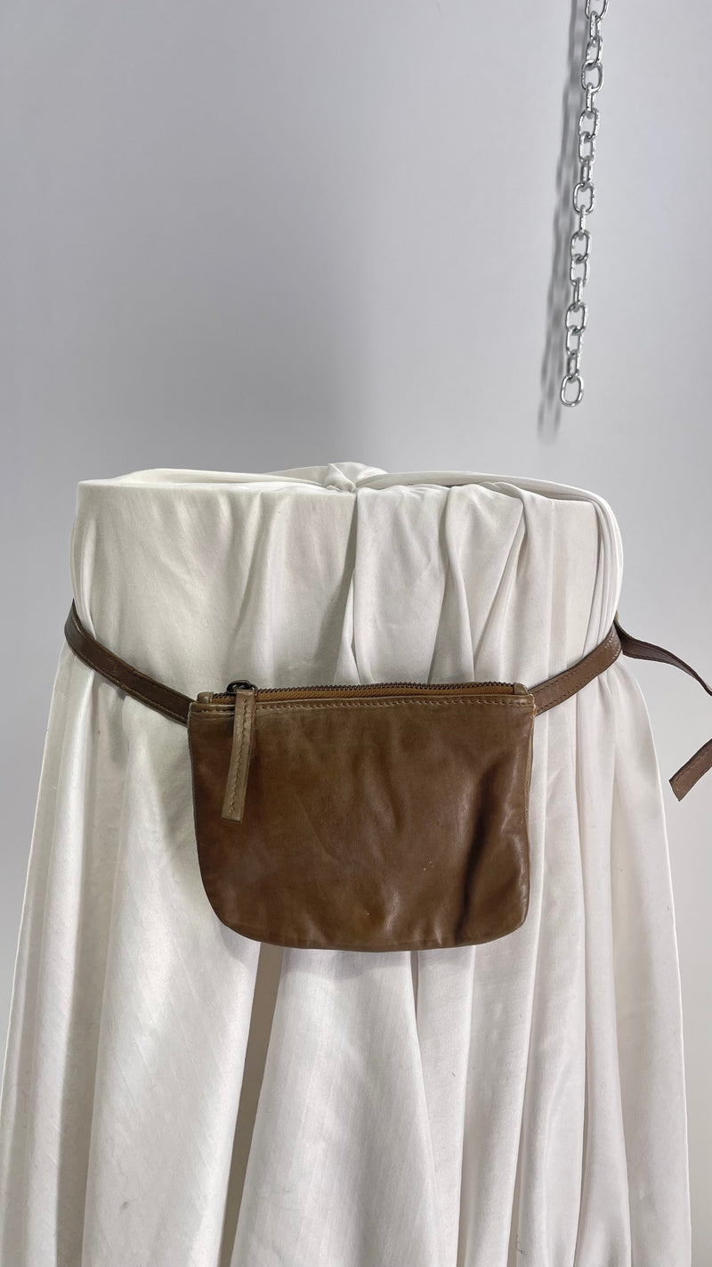 Free People Brown Leather Crossbody Fanny Pack Hip Bag