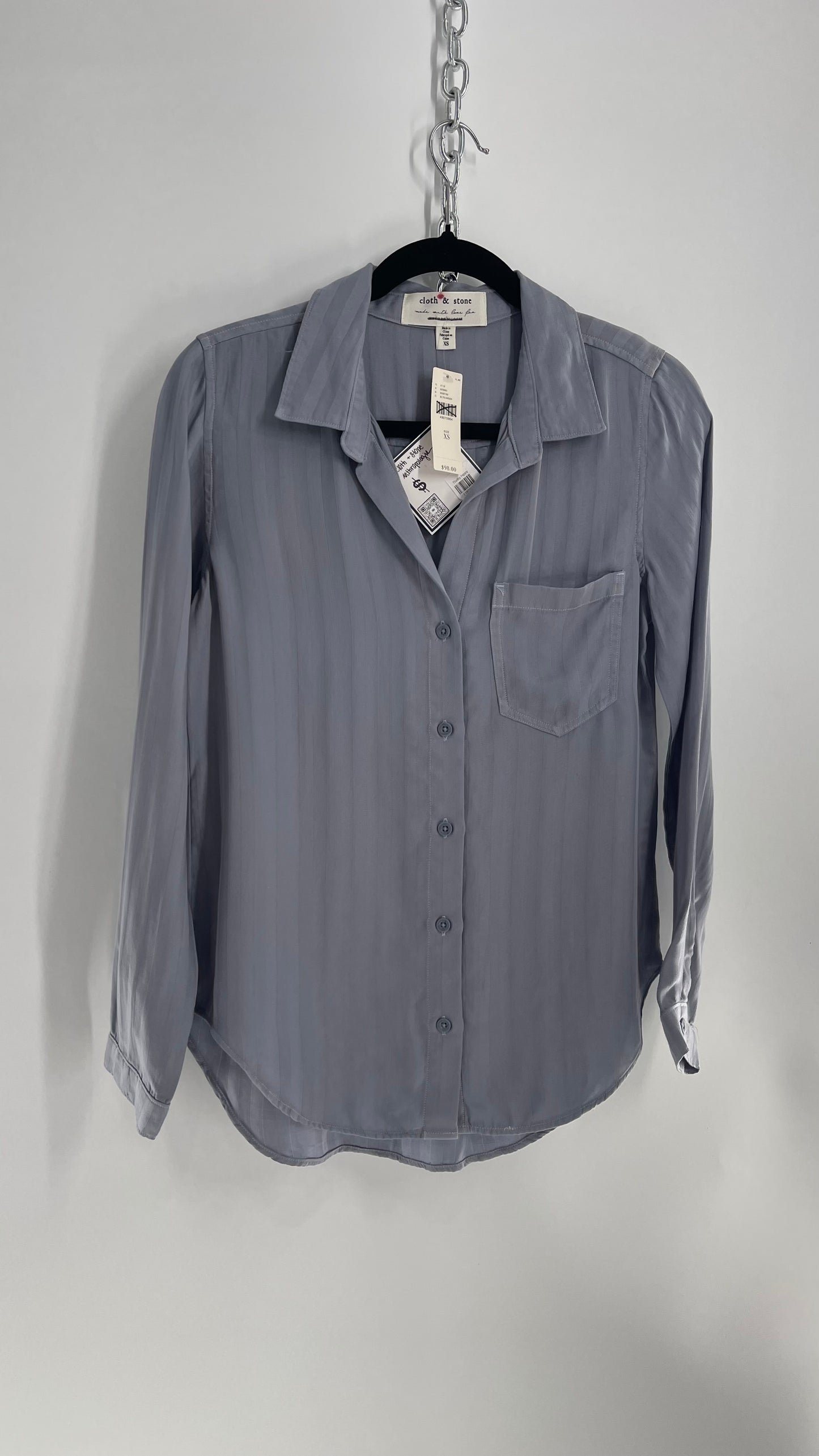 Cloth & Stone By Anthropologie Long Sleeve Gray PJ Style Blouse with Tags Attached (XS)