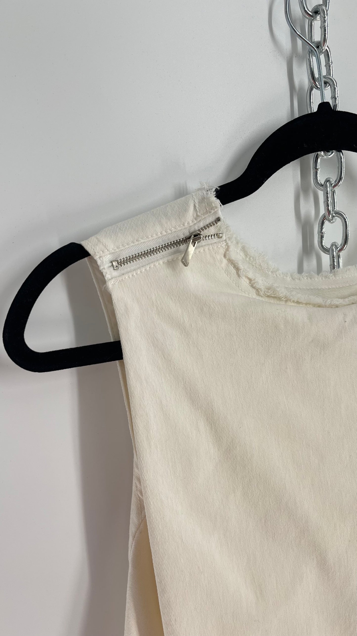 Anthropologie 1 by 0’2nd White Denim Sleeveless Cross Over Back Top with Tags Attached (2)