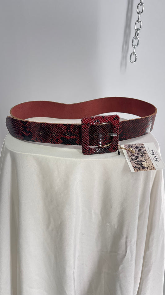 Free People Burgandy Snake Skin Pattern Leather (S/M)