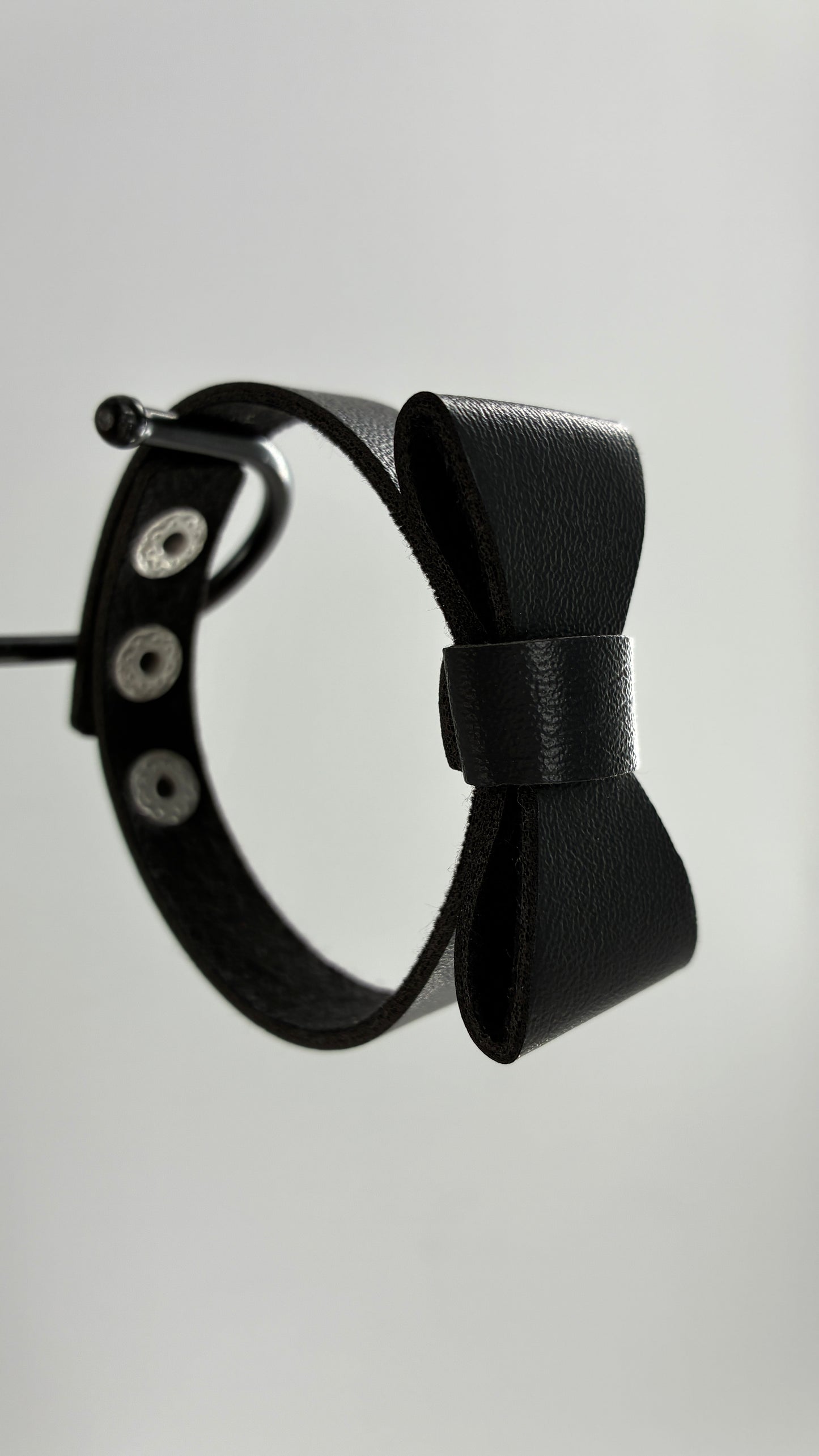 Black Vegan Leather Bow Bracelet