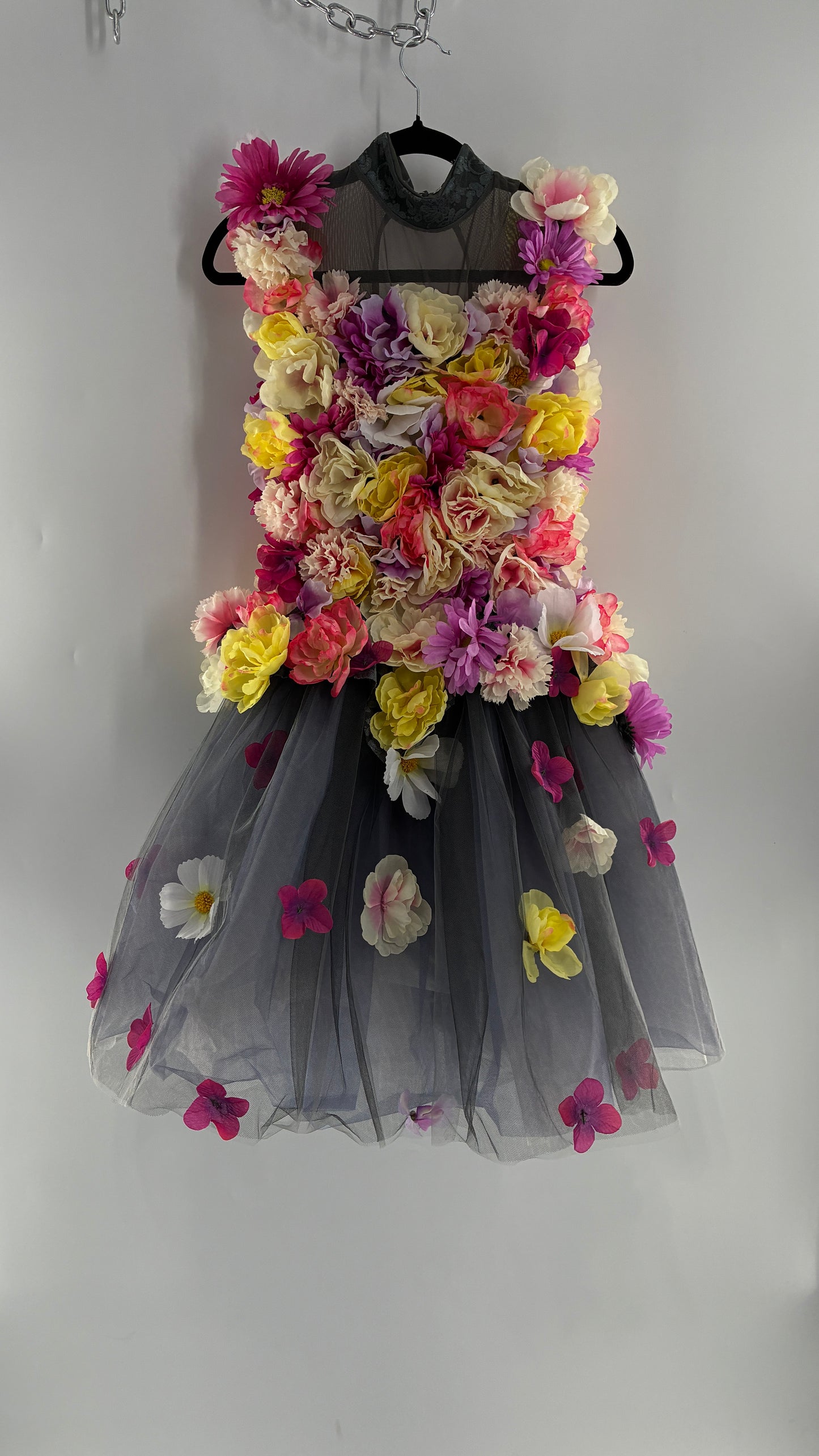 Floral Appliqué Abstract Display Mini Dress (S/M)