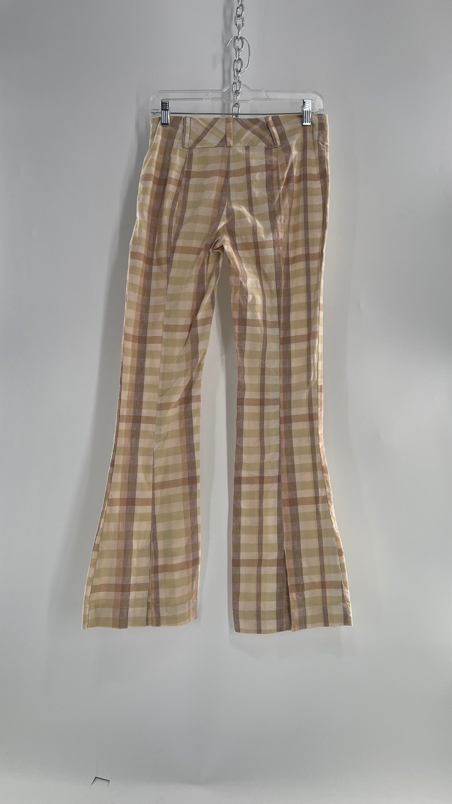 Free People Low Waisted Kickflare Gingham Plaid Picnic Pant (10)