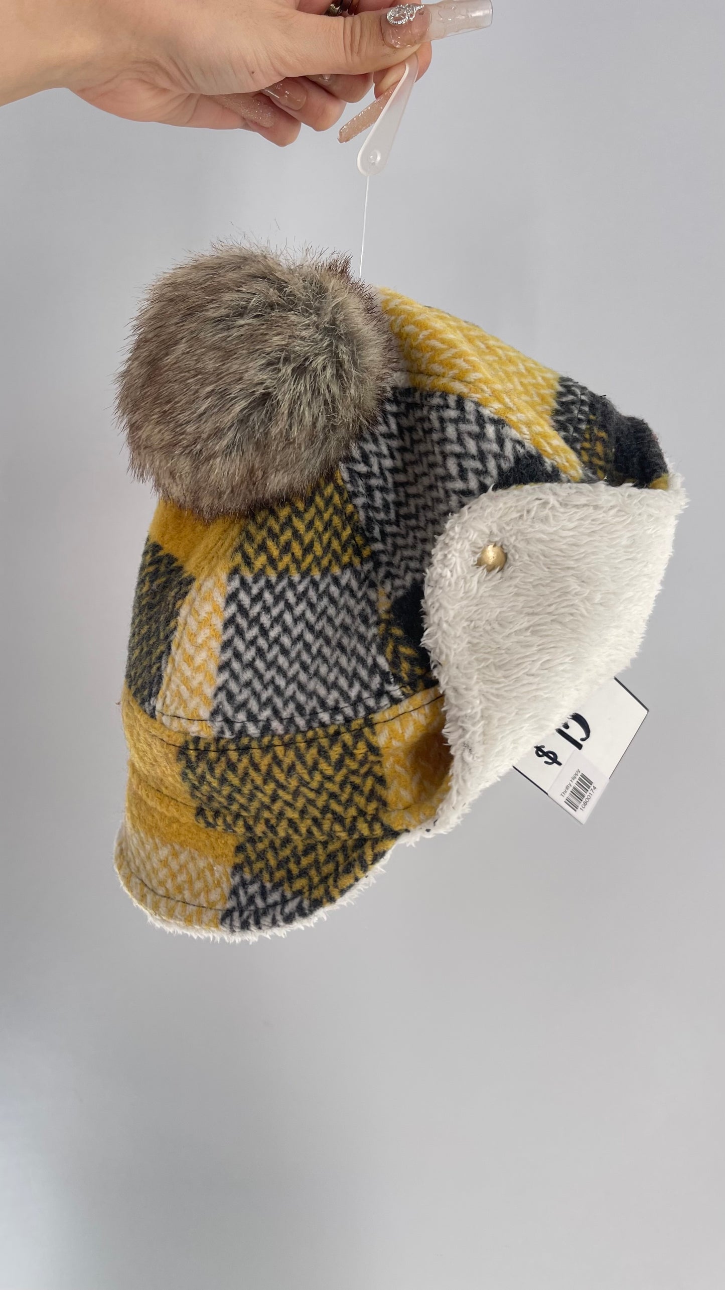 Urban Outfitters Yellow/Gray Sherpa Hat