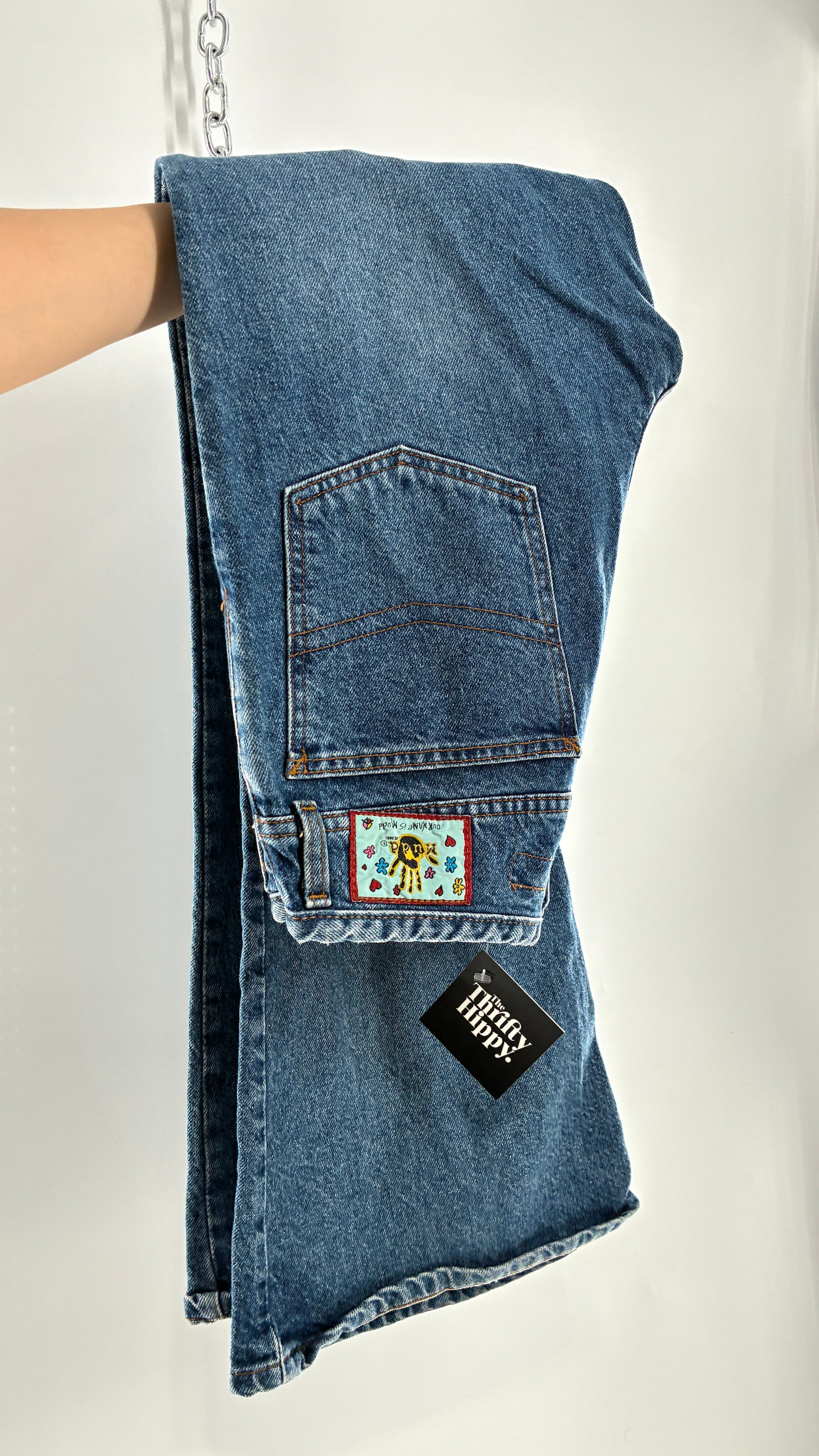Vintage 1980s MUDD Flared Button Front Jeans with Colorful Jacron (9)