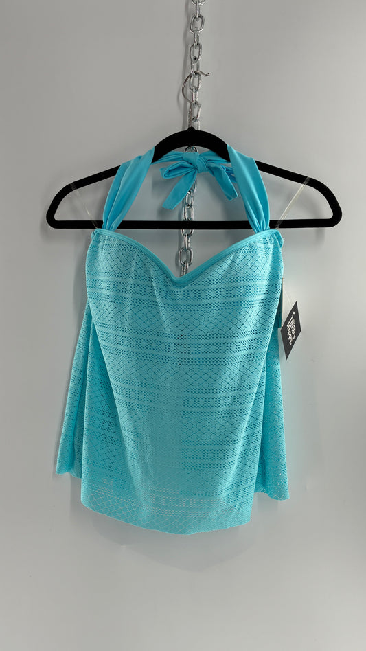 Vintage ELLEN TRACY Baby Blue Vented Back Halter with Built in Bra (10)