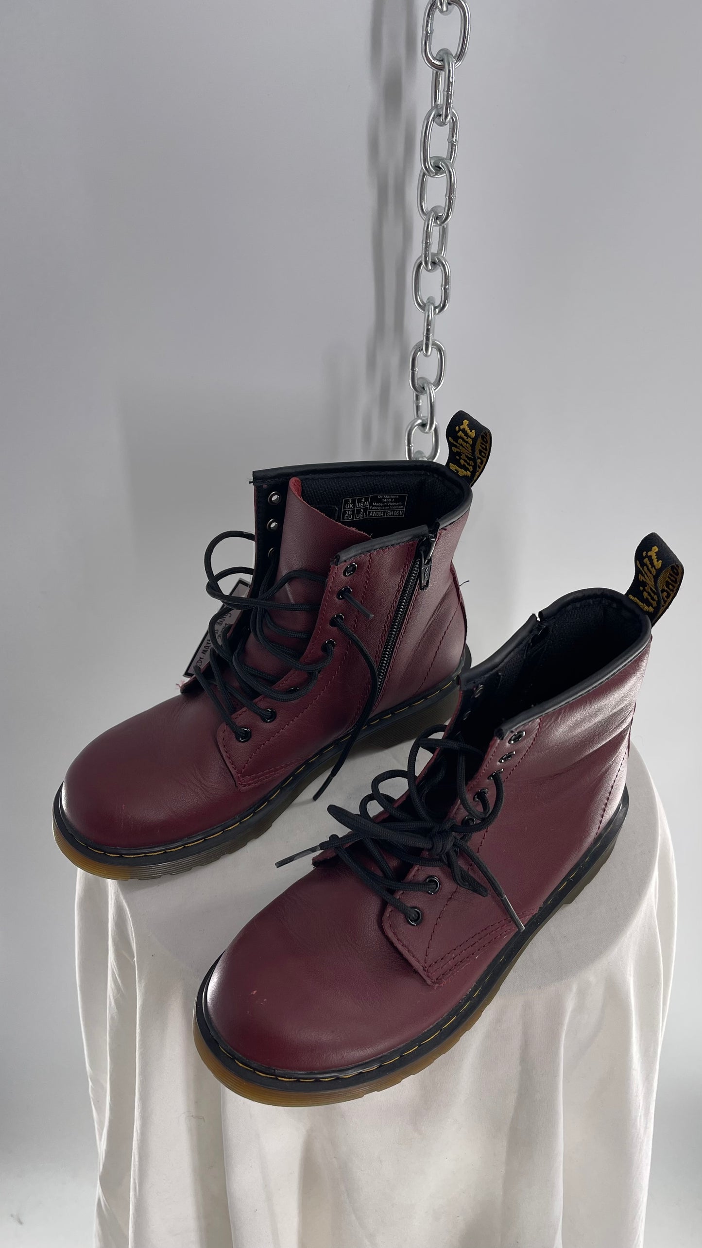 Dr.Martens Burgundy Boots with Side Zipper (5L)