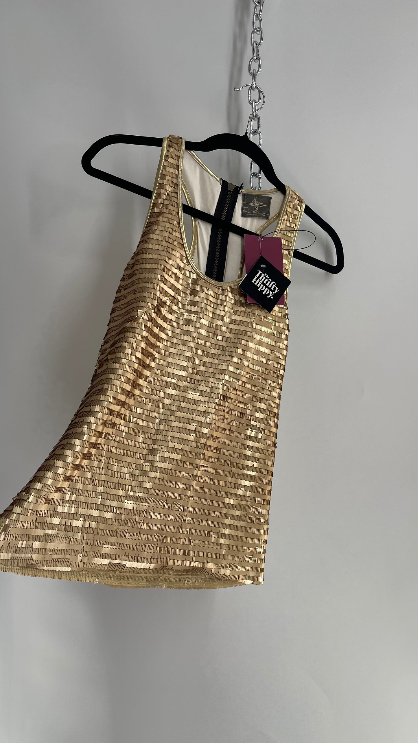 Chow Gold Sequin Tank with Zipper and Tags Attached Imported from Brazil (Small)