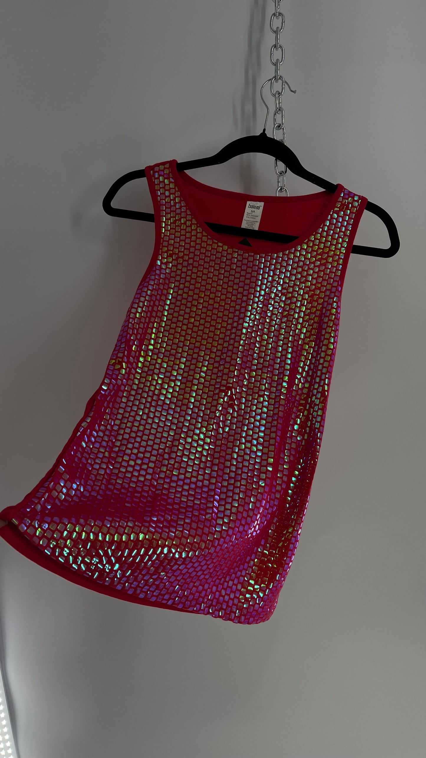 Vintage 1990s Red Iridescent Sequin Tank (S/M)