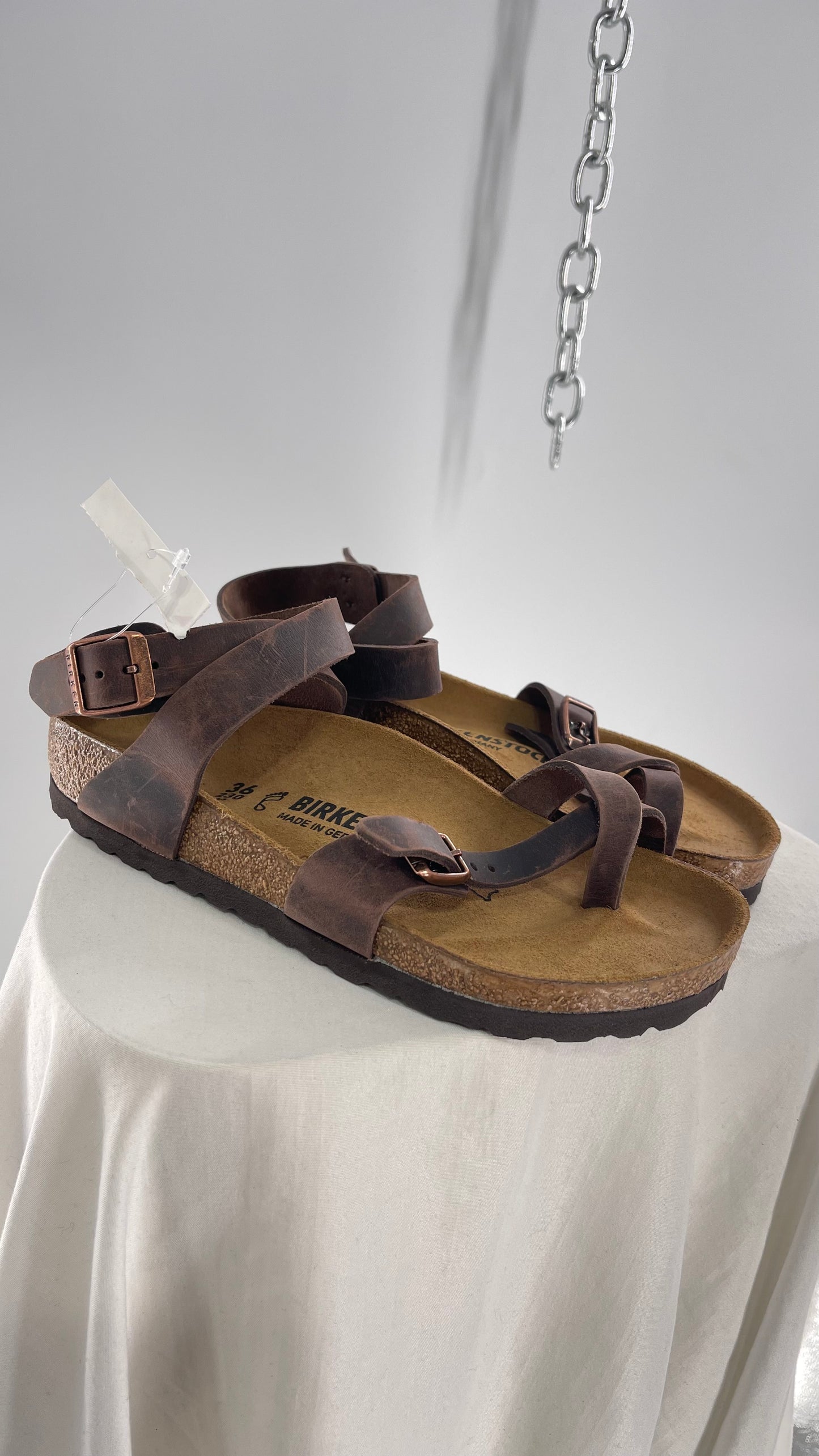 BIRKENSTOCK YARA Leather Strappy Sandal with Tags Attached (36)