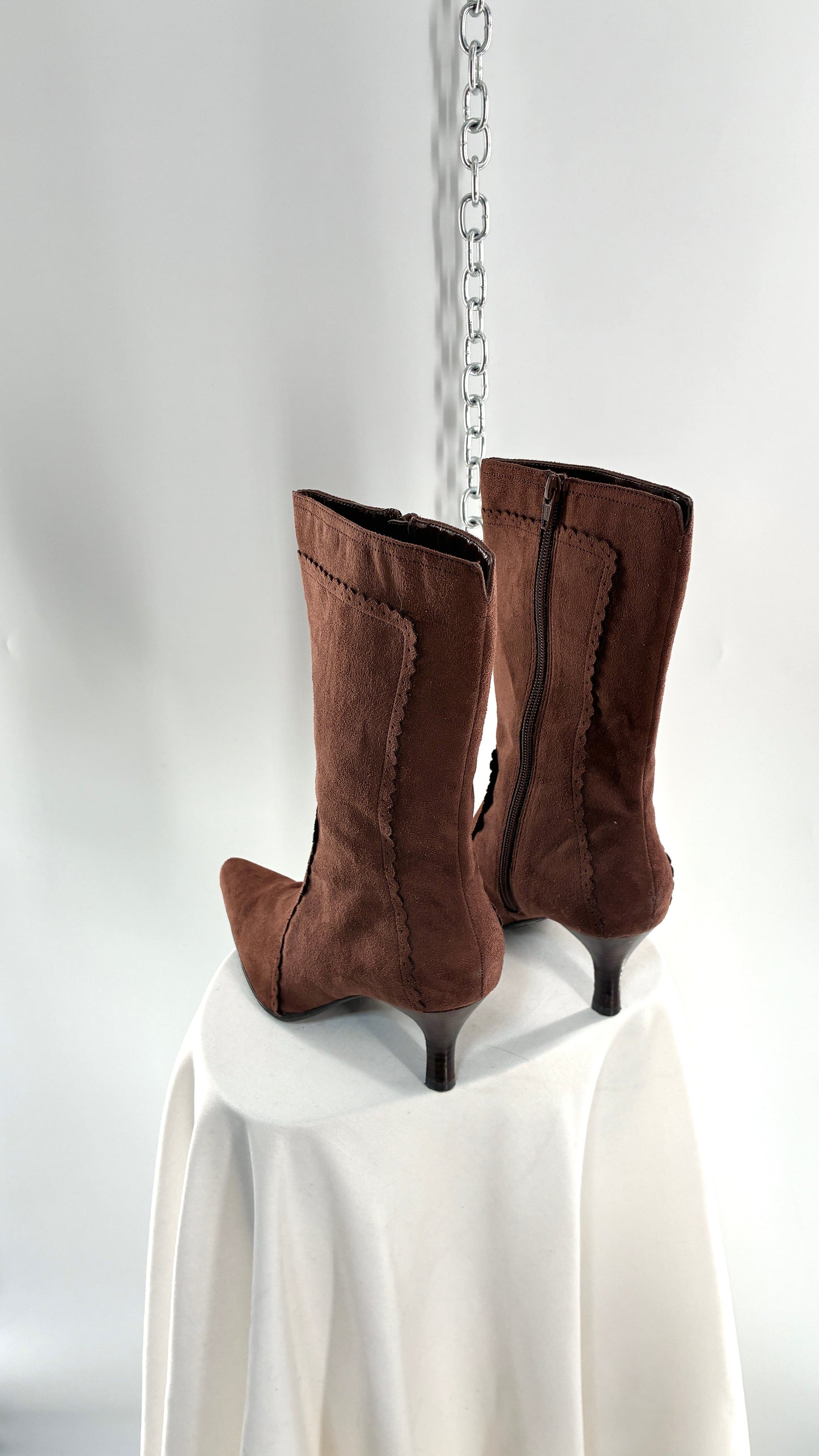 Vintage GEORGE Vegan Suede Scalloped Edge Boot (8)