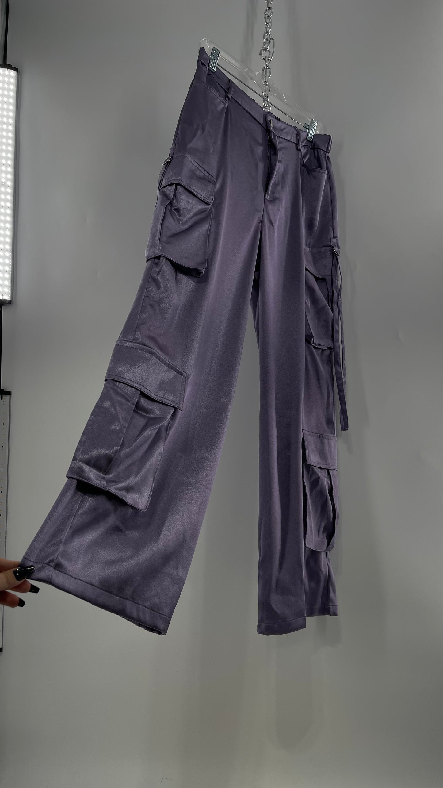 Forever 21 Purple Glitter Elastic Pants (L)