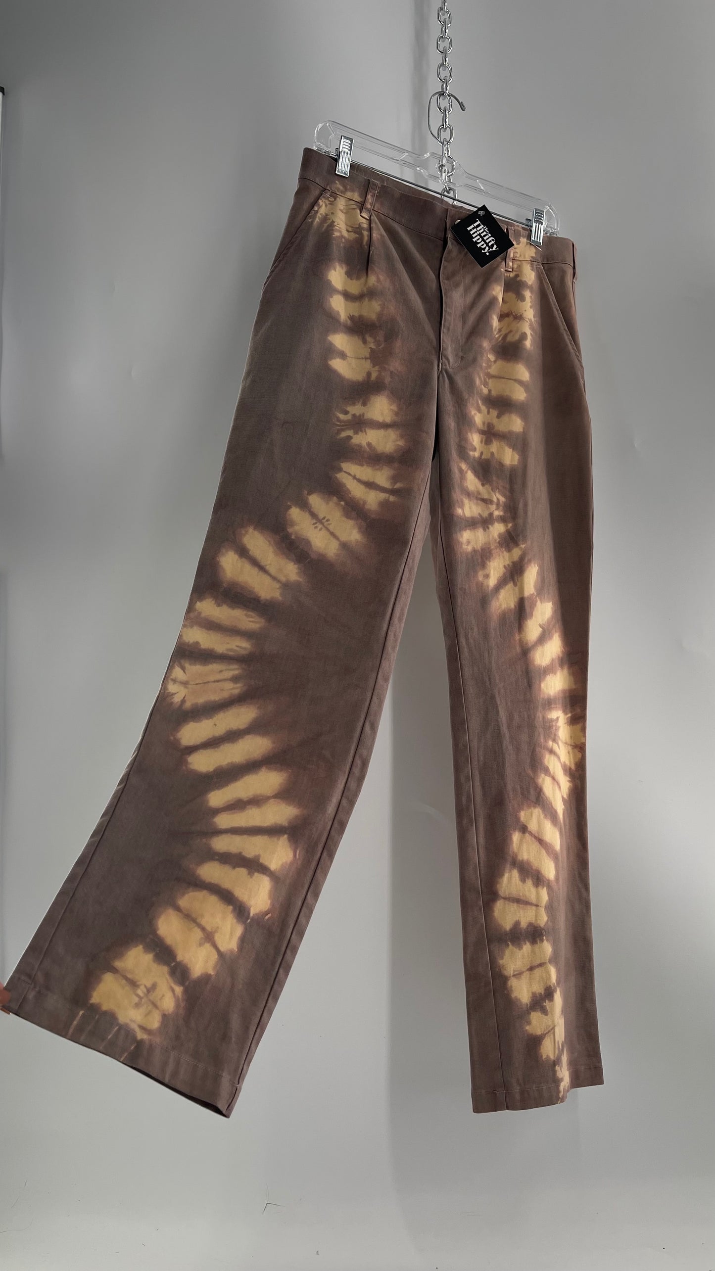 One of a Kind Bleached Neutral Carpenter Cargo Pants Dusty Purple Gray with Beige Dyed Streaks (31 )