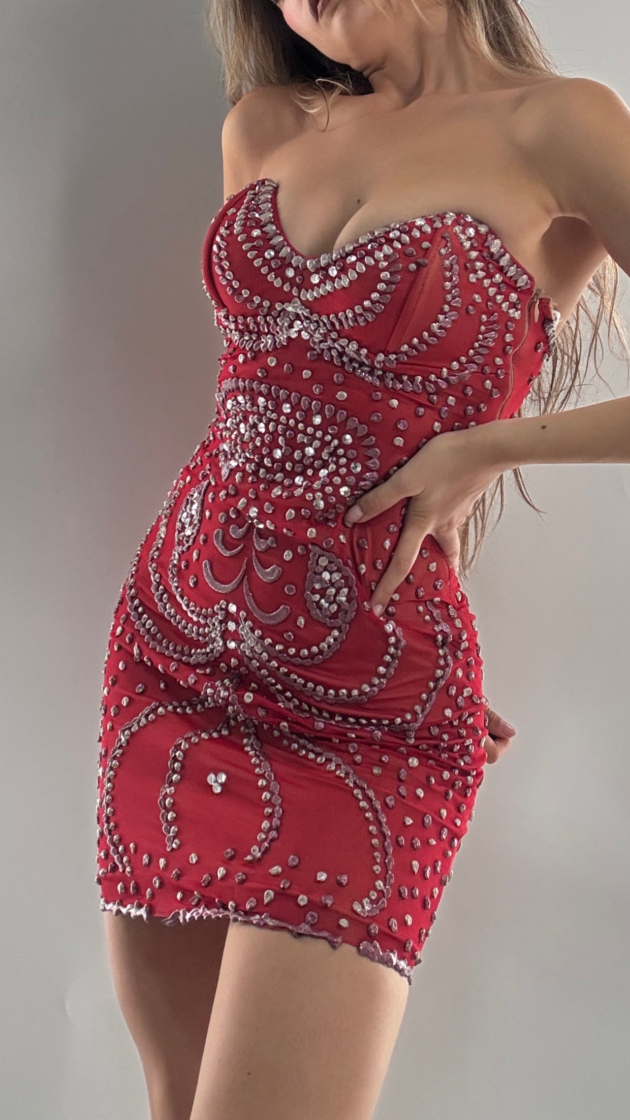 Vintage HOLT Hand Painted in MIAMI Mesh Mini Dress with Wired Corset Bust (XS)