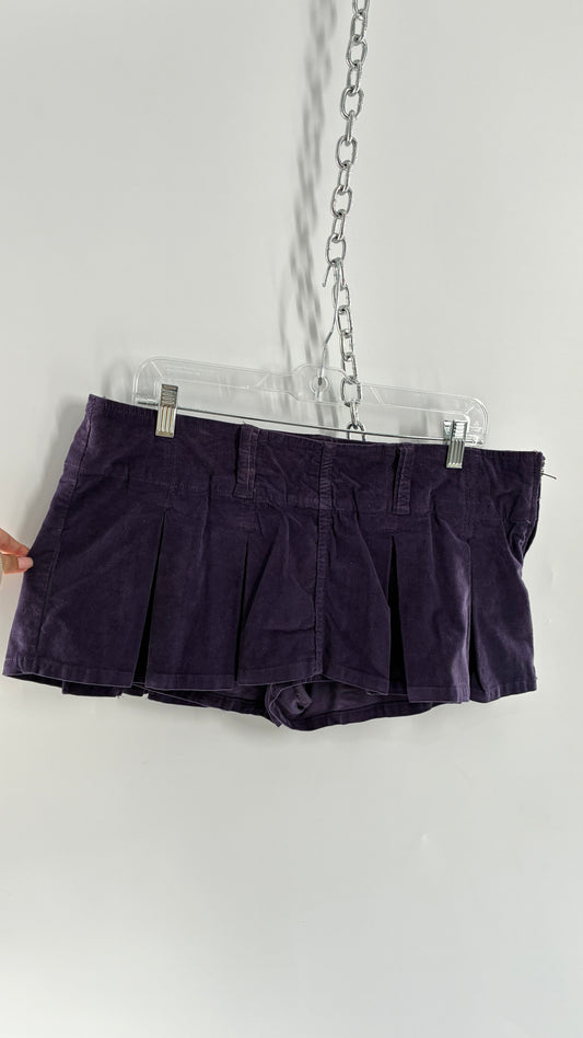 Free People Purple Corduroy Pleated Micro Mini Skirt with Built in Shorts (6)