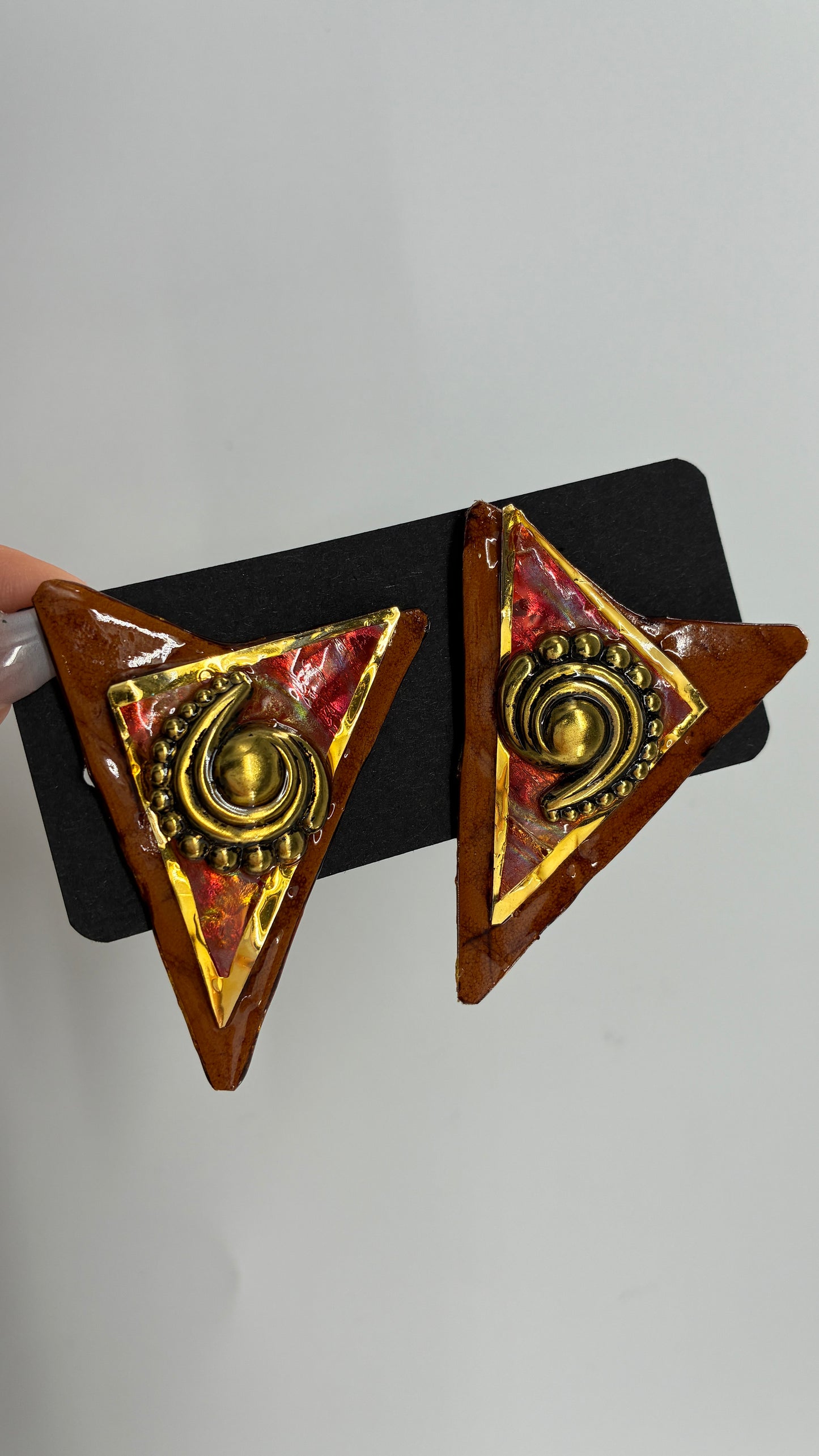 Vintage Oversized Statement Triangle Earrings