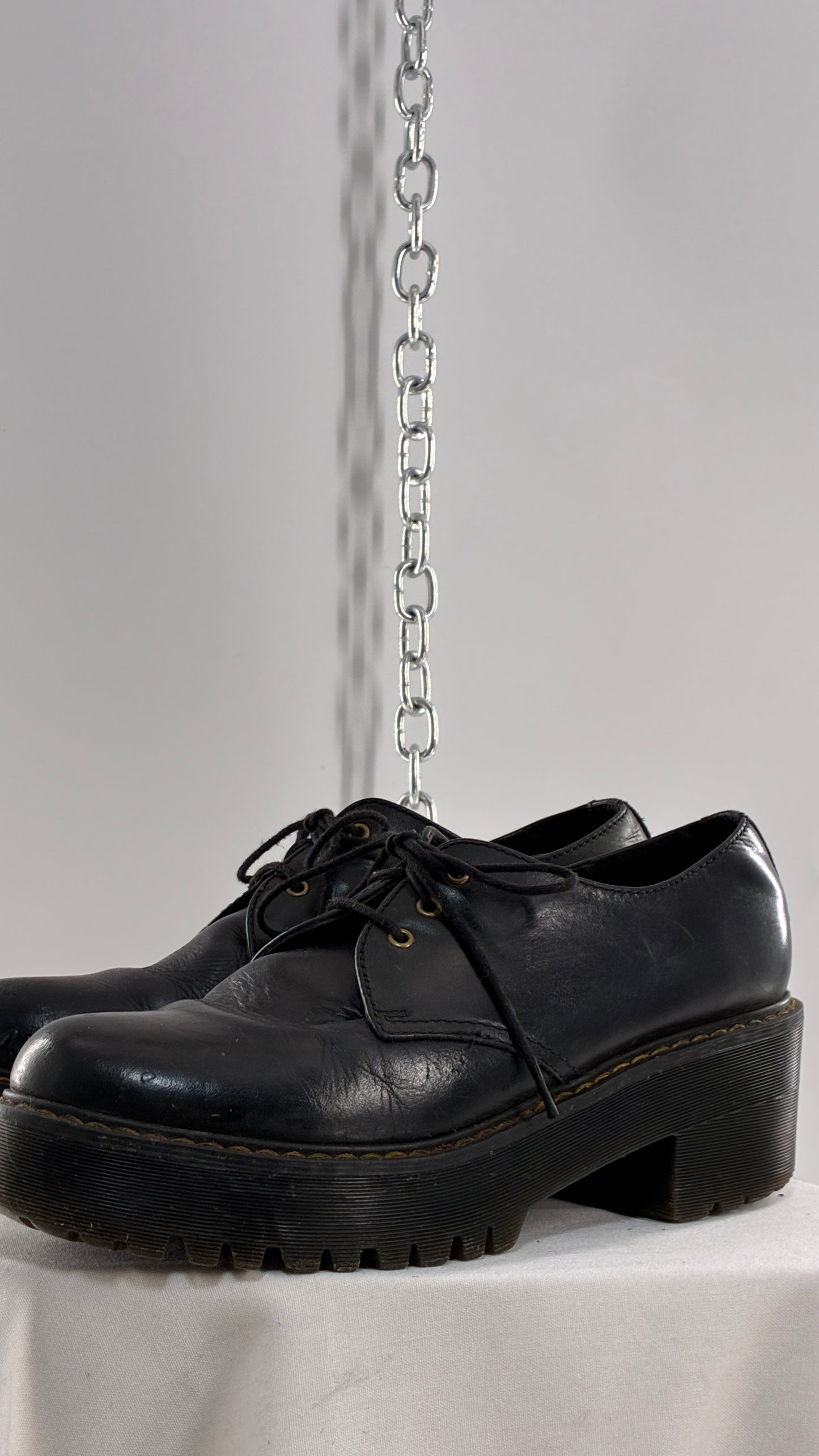 Vintage Doctor Martens Black Leather, Platform, Chunky Oxfords (9)