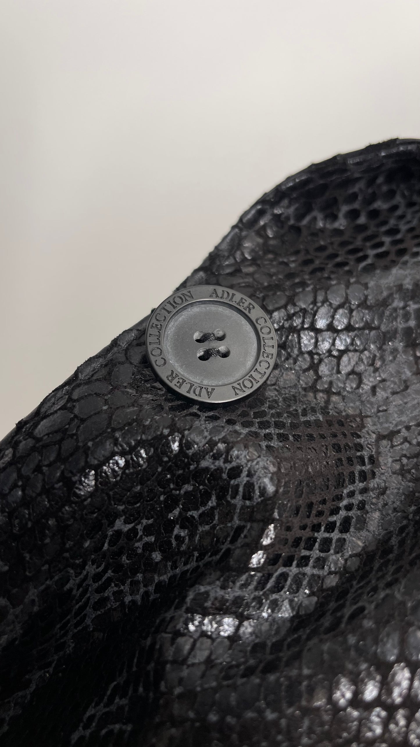 Vintage ADLER Black Genuine Leather Snake Embossed Coat (Large)