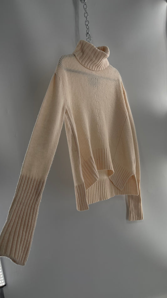 MOTH Anthropologie 80% Wool Ivory Off White Knit Turtle Neck Sweater  (Small)