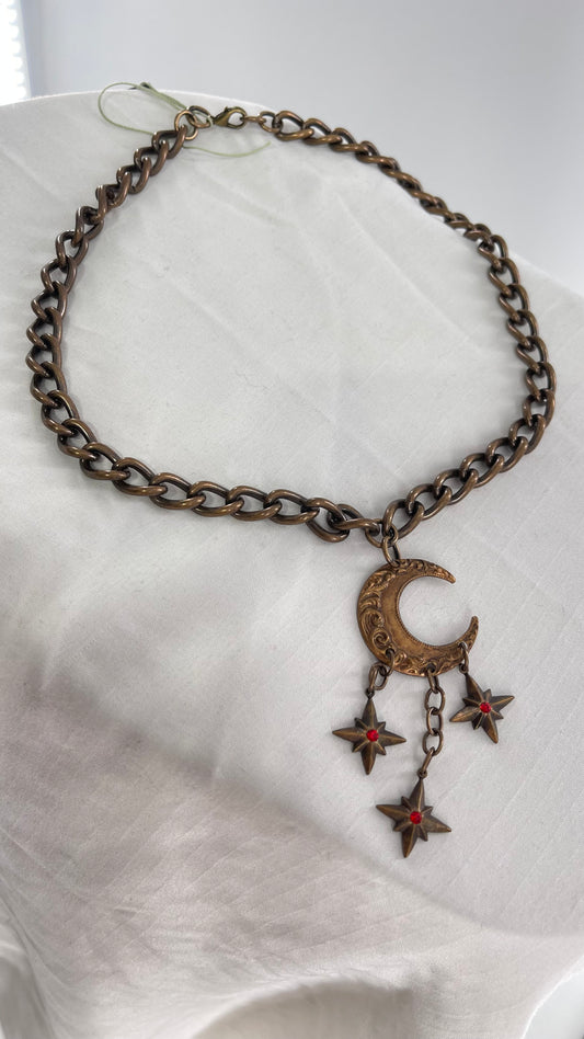 Scarlet Moon Heavy Chain Necklace