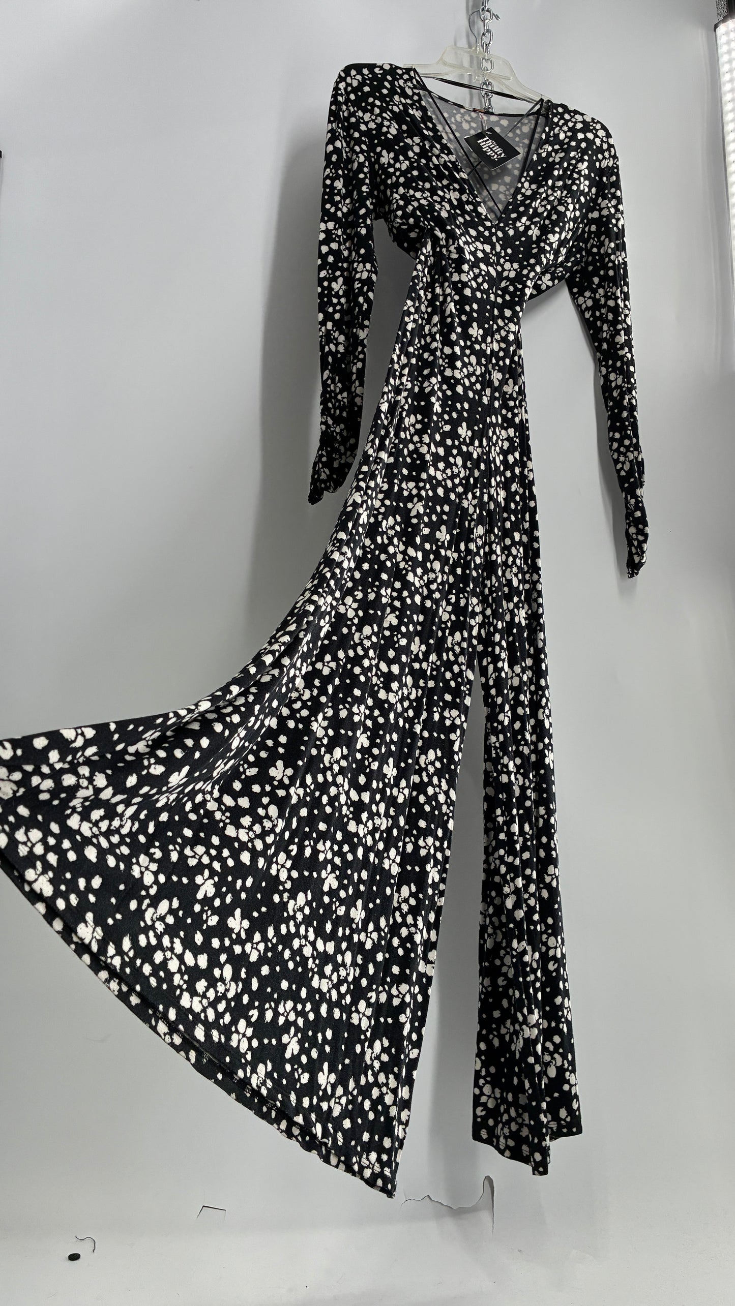 Free People Black and White Polka Dotted Jumpsuit (2)