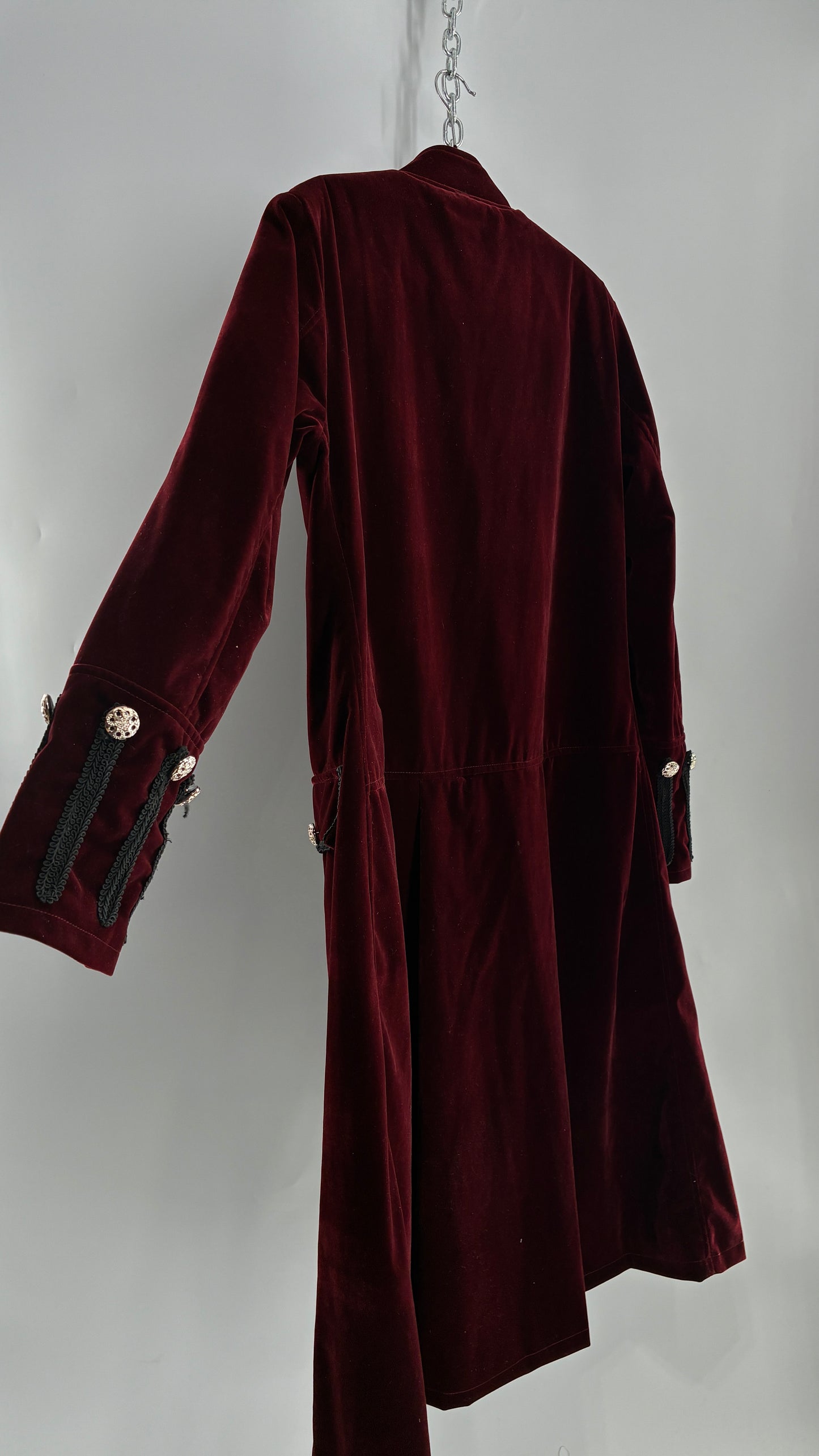 Velour Crimson Steampunk Drummer Coat (XL)