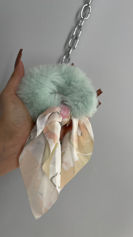 Anthropologie Blue Fuzzy Hair Scrunchie