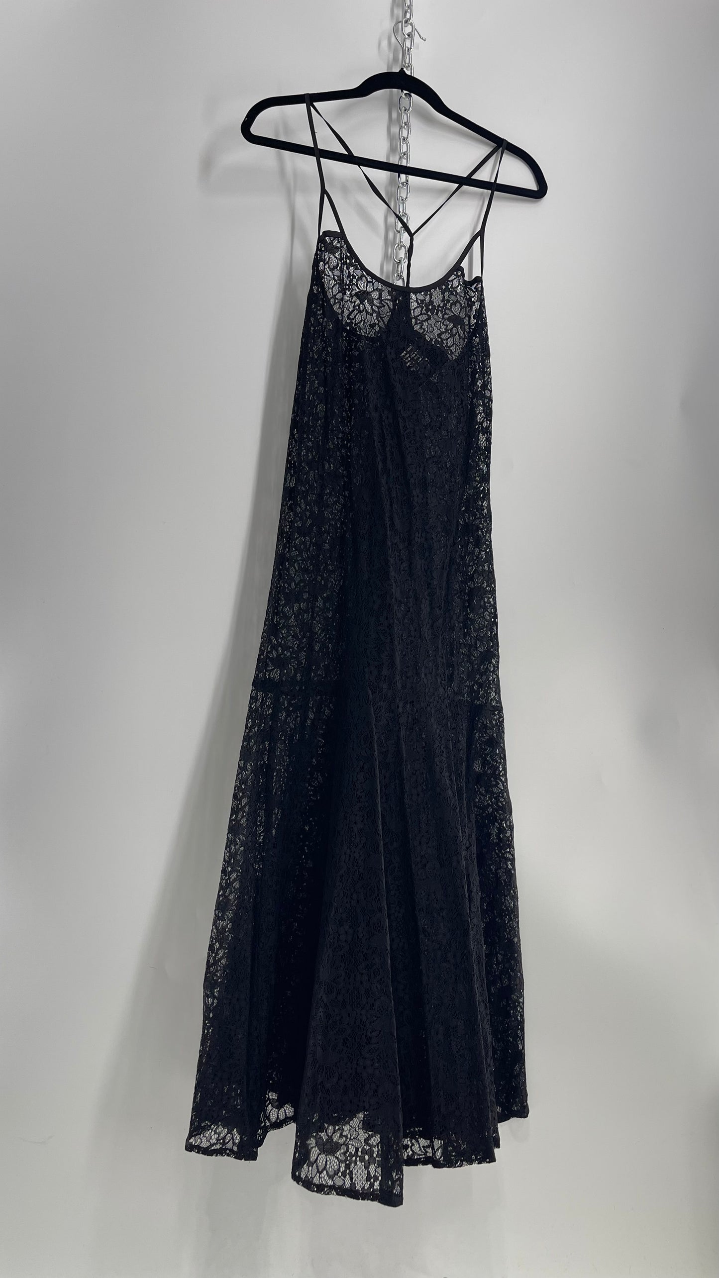 Intimately Free People Black Lace Maxi Gown (Small)