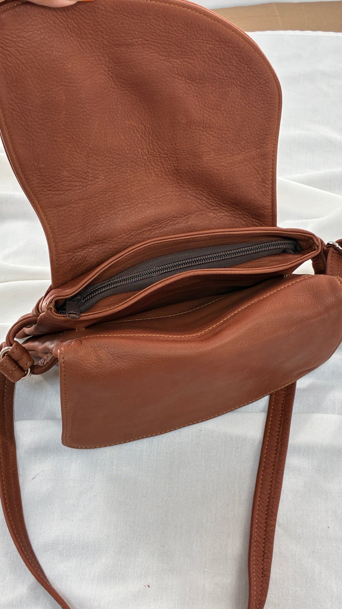 ELIE Genuine Leather Tulip Jr Handbag with Multiple Sections and Zippered Pockets