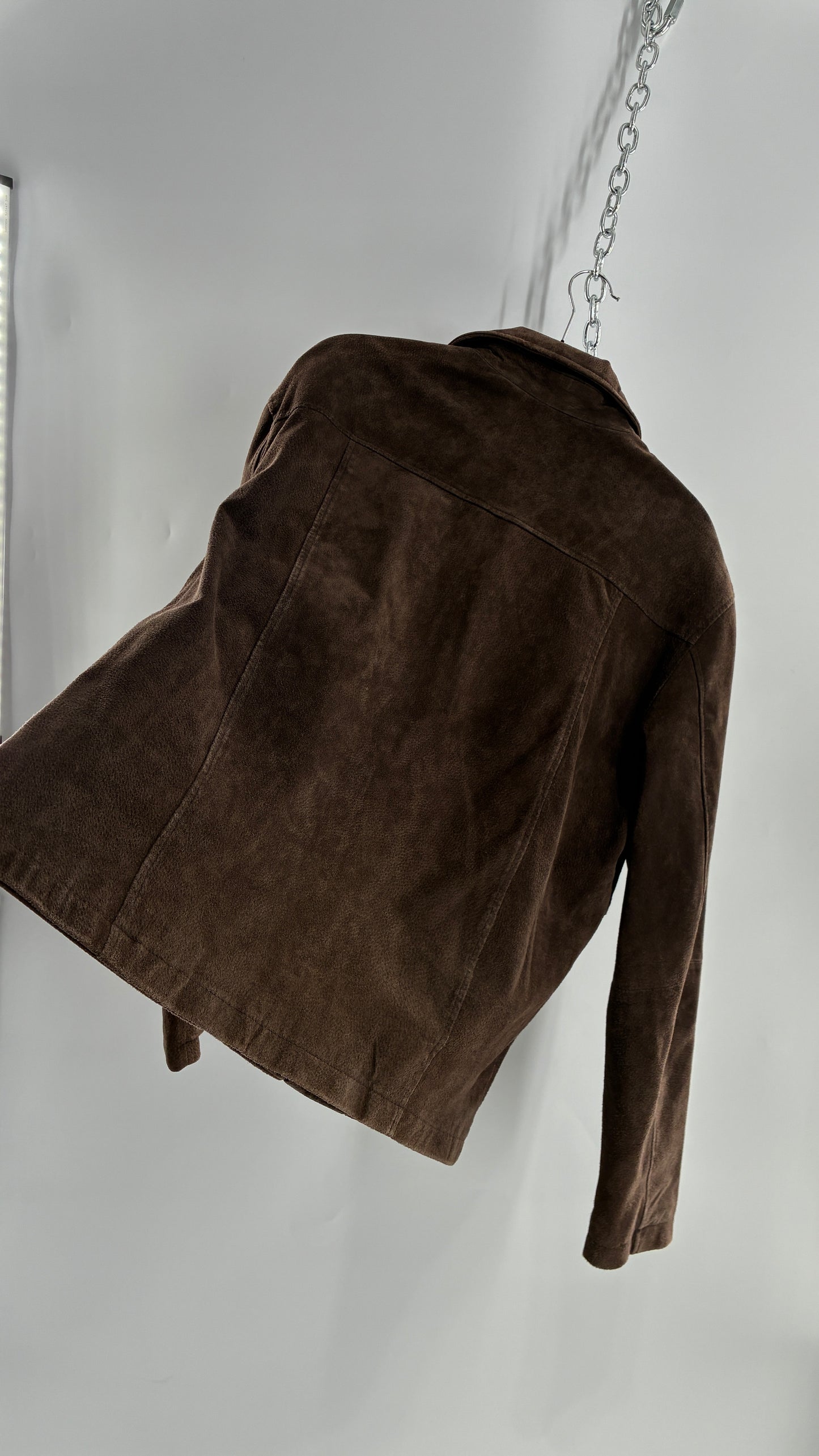 Vintage Liz Claiborne Dark Brown Genuine Suede Leather Jacket (Large)