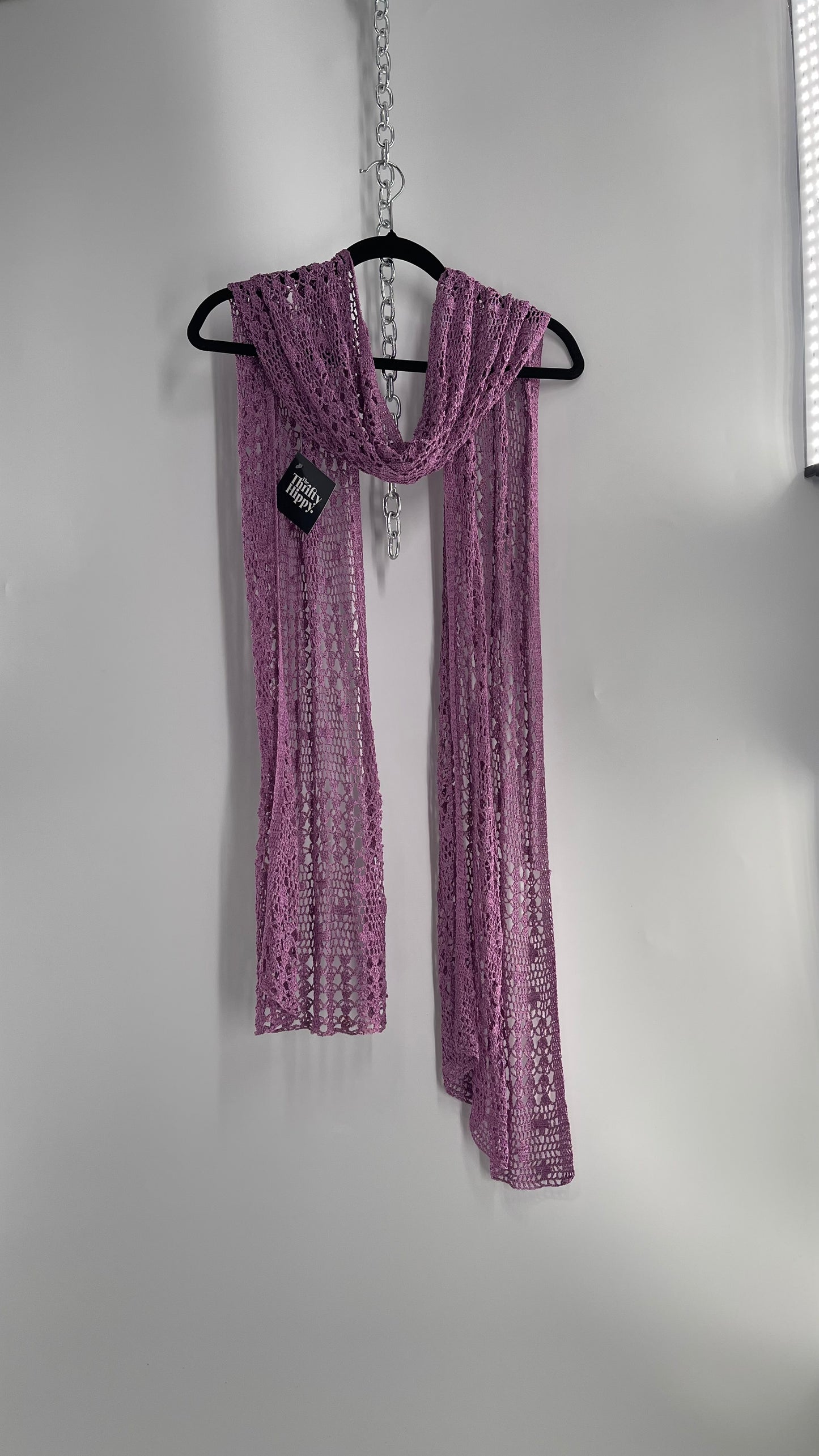 Vintage Purple Crochet Skinny Scarf Extra Long