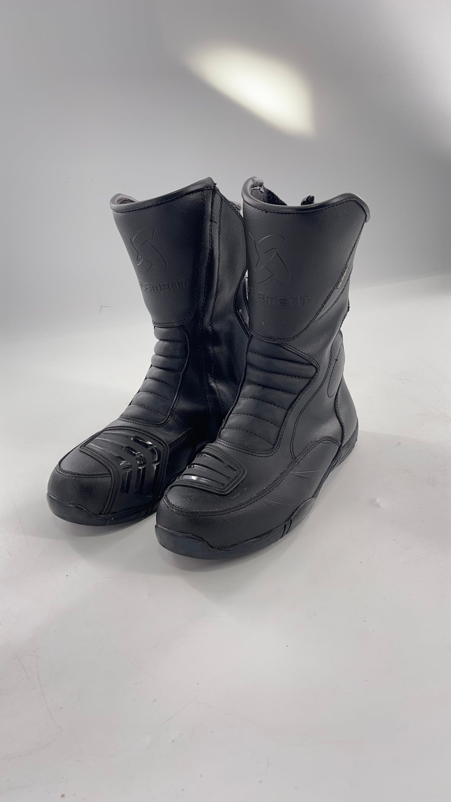 XELEMENT Black Leather Motorcycle Motocross Riding Boots (9.5)