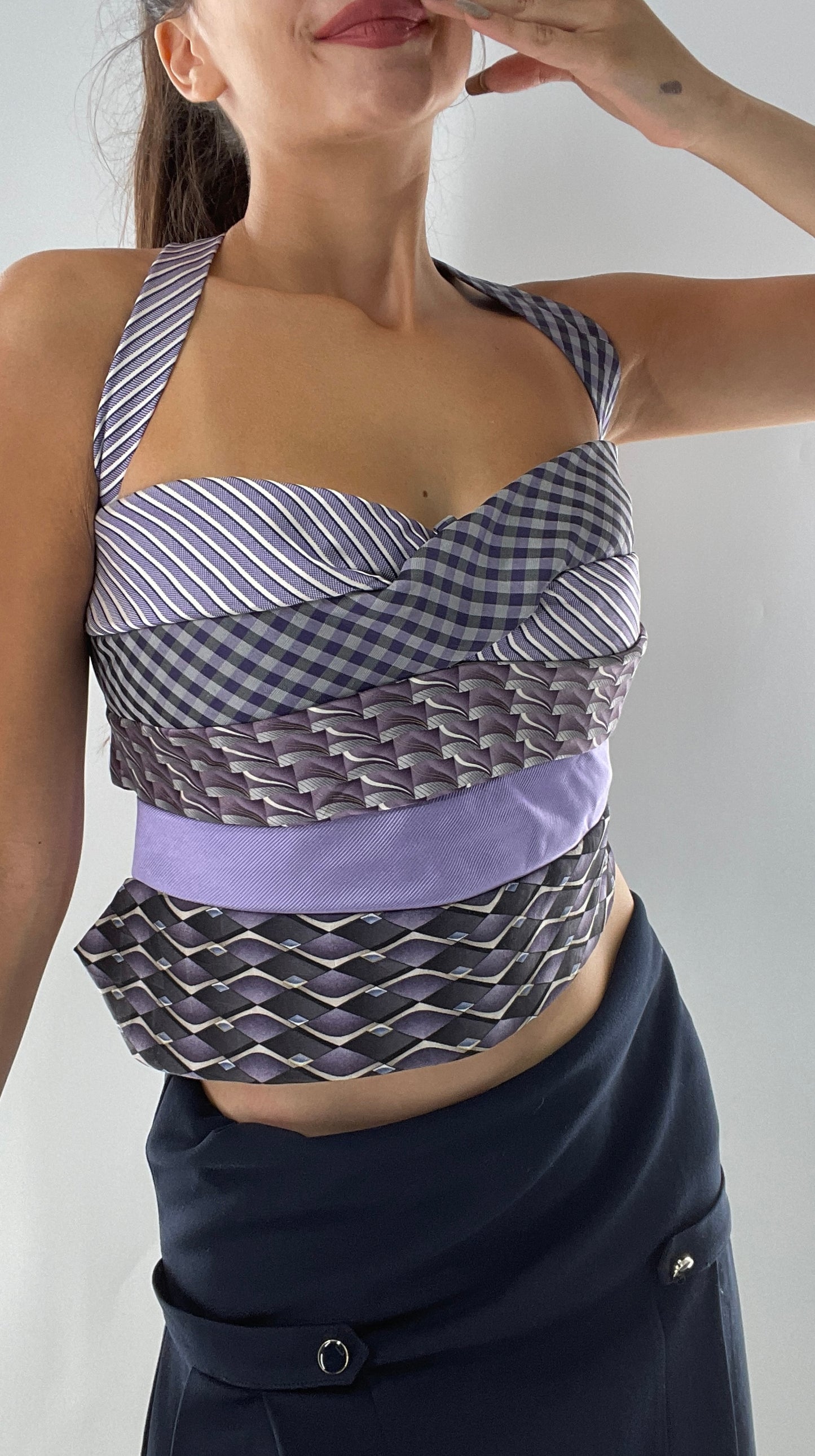 All Tied Up Custom Handmade Top Purple (One Size)