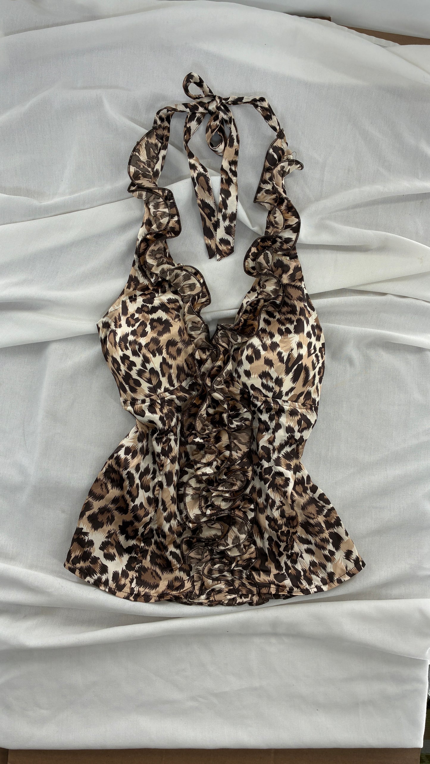 Vintage MYTH Cheetah Ruffle Halter (Medium)