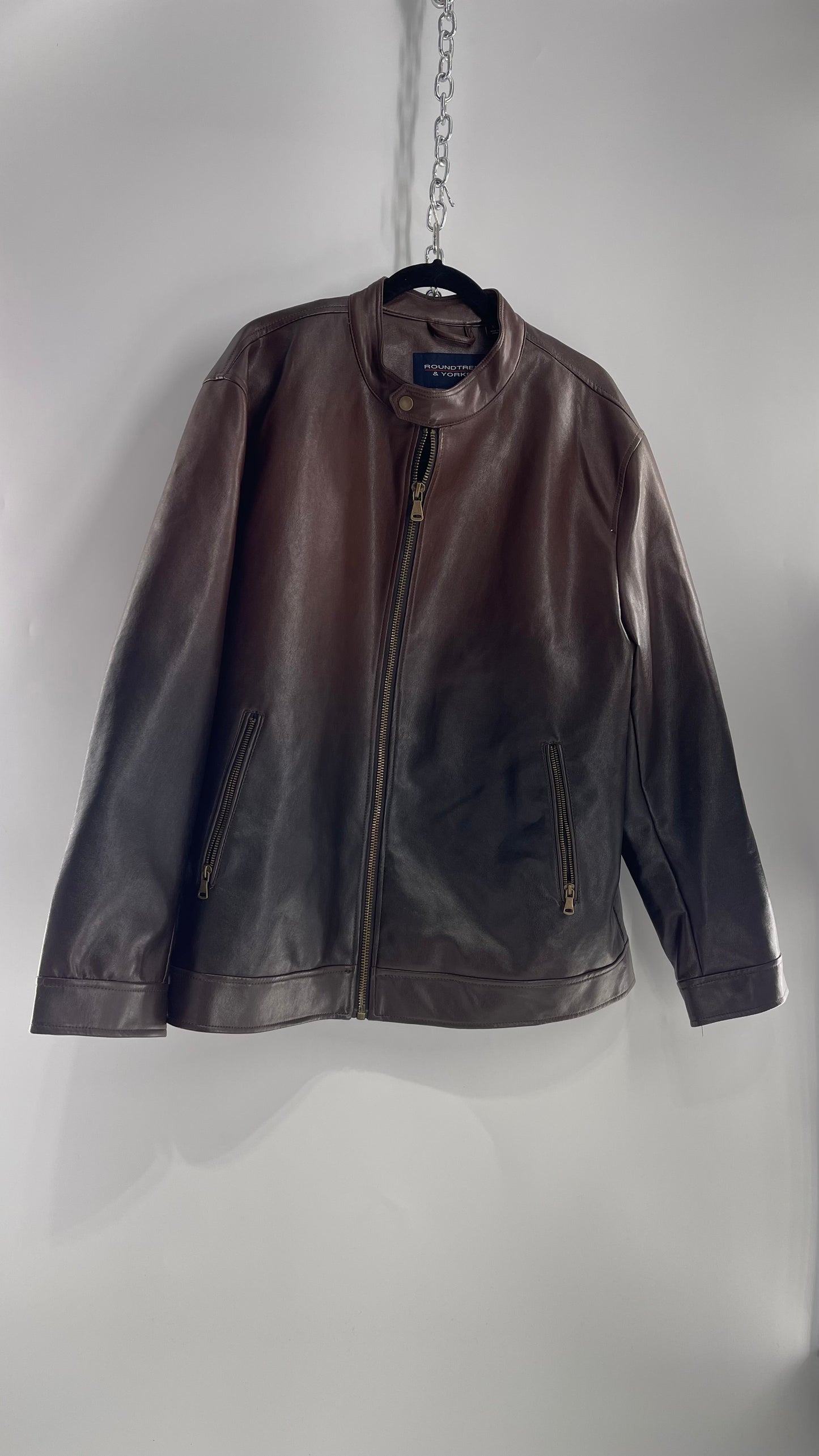 Vintage Roundtree and Yorke Vegan Leather Ombre Moto Jacket Men’s  (XL)