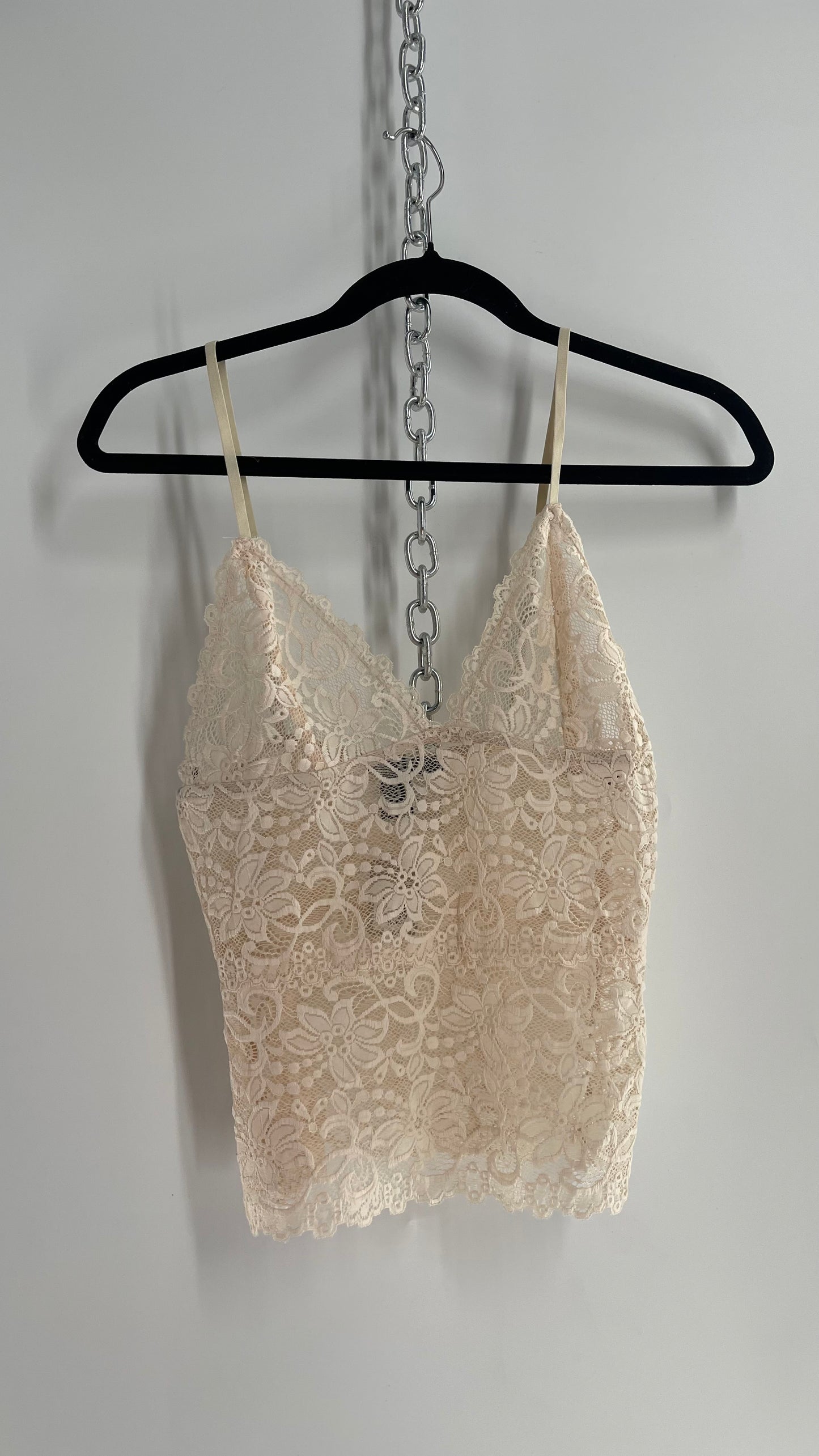 Off White Lace Triangle Bust Camisole Tank (Medium)