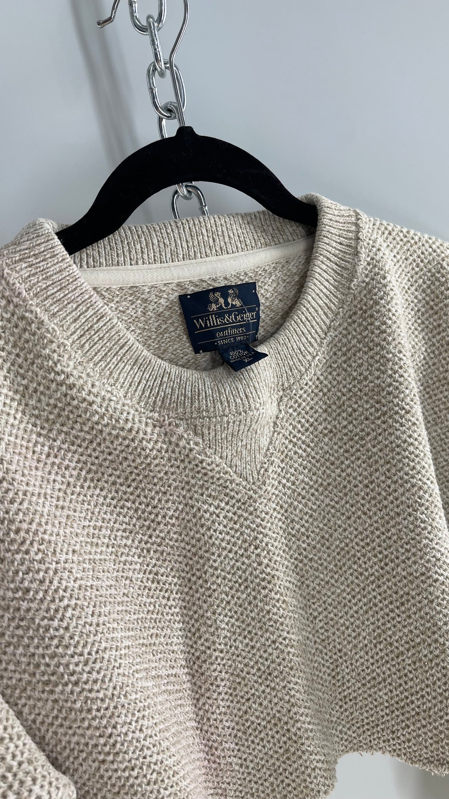 Vintage Willis&Geiger Outfitters Oatmeal Beige Heavy Knit Crop (XL)