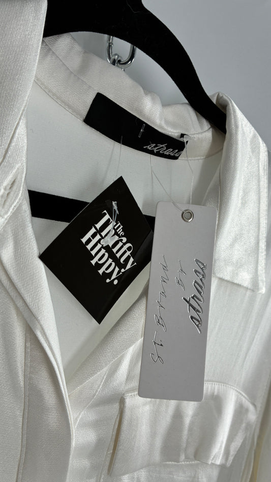 ST. BRAND BY STRASS White Button Up Style Dress with Tags Attached (Medium)