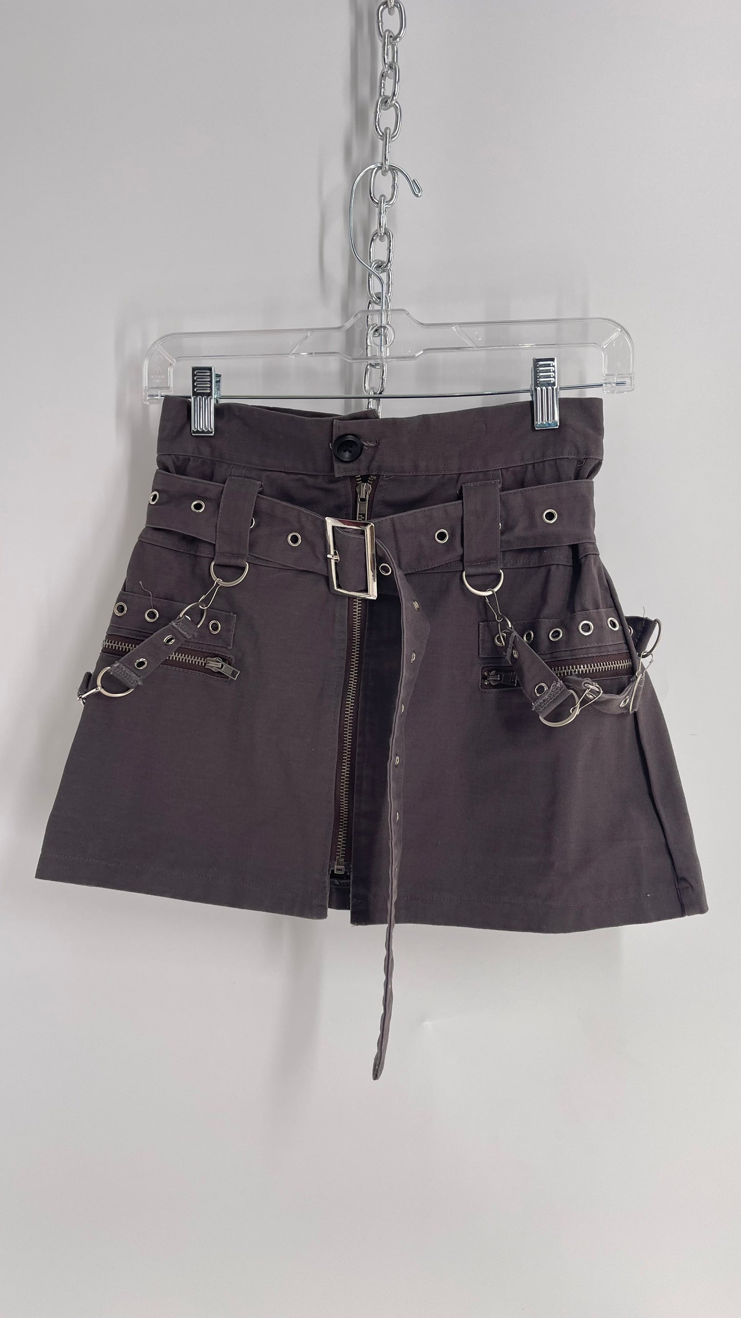 CARMAR LF Gray Grommet Belt, Chain, Studded Tactical Skirt (8)