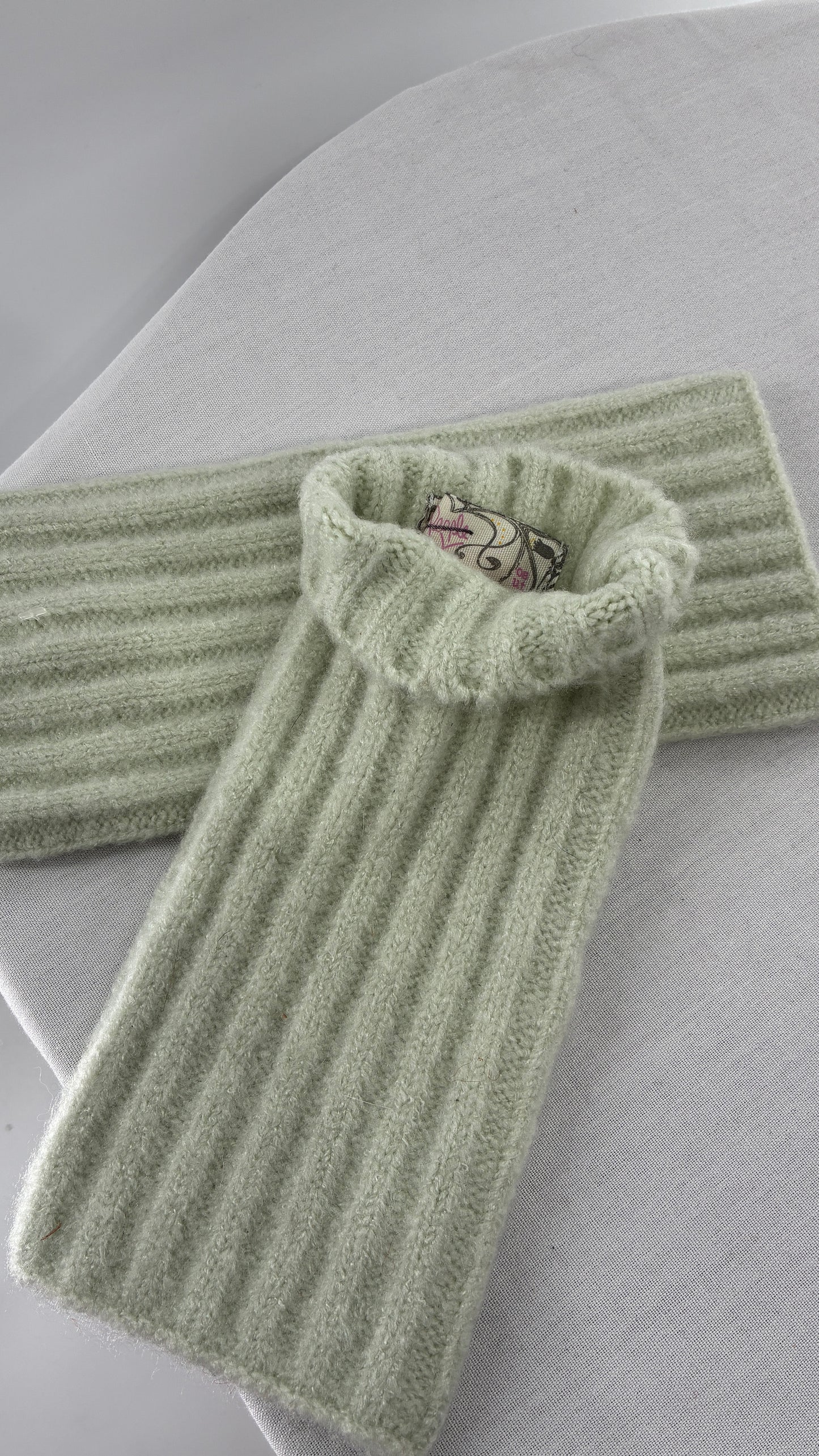 Free People Mint Green Ribbed Knit Arm Warmers with Thumb Hole
