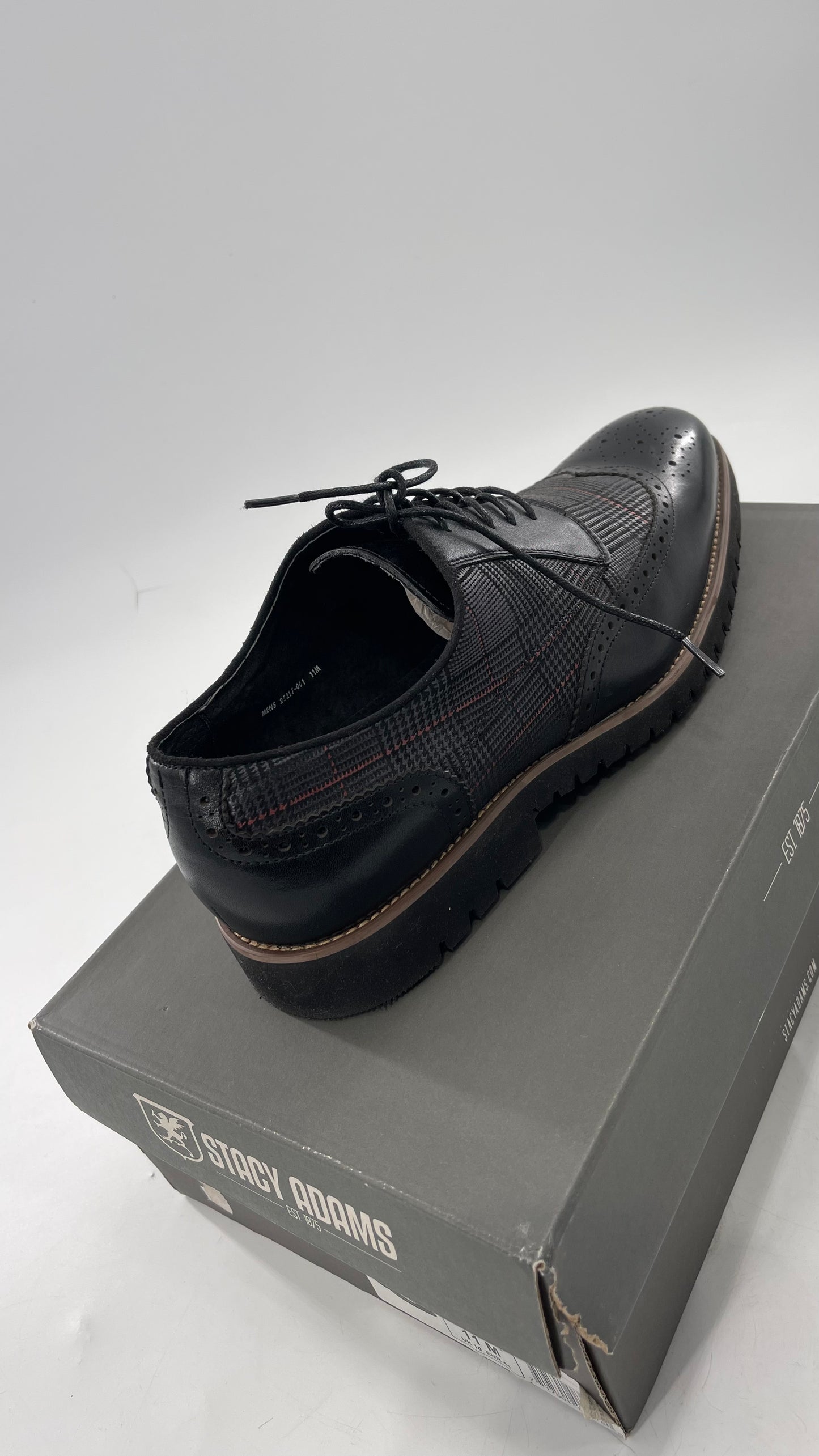 Stacy Adam’s Grey and Black, Plaid and Leather WingTip Oxfords (11)