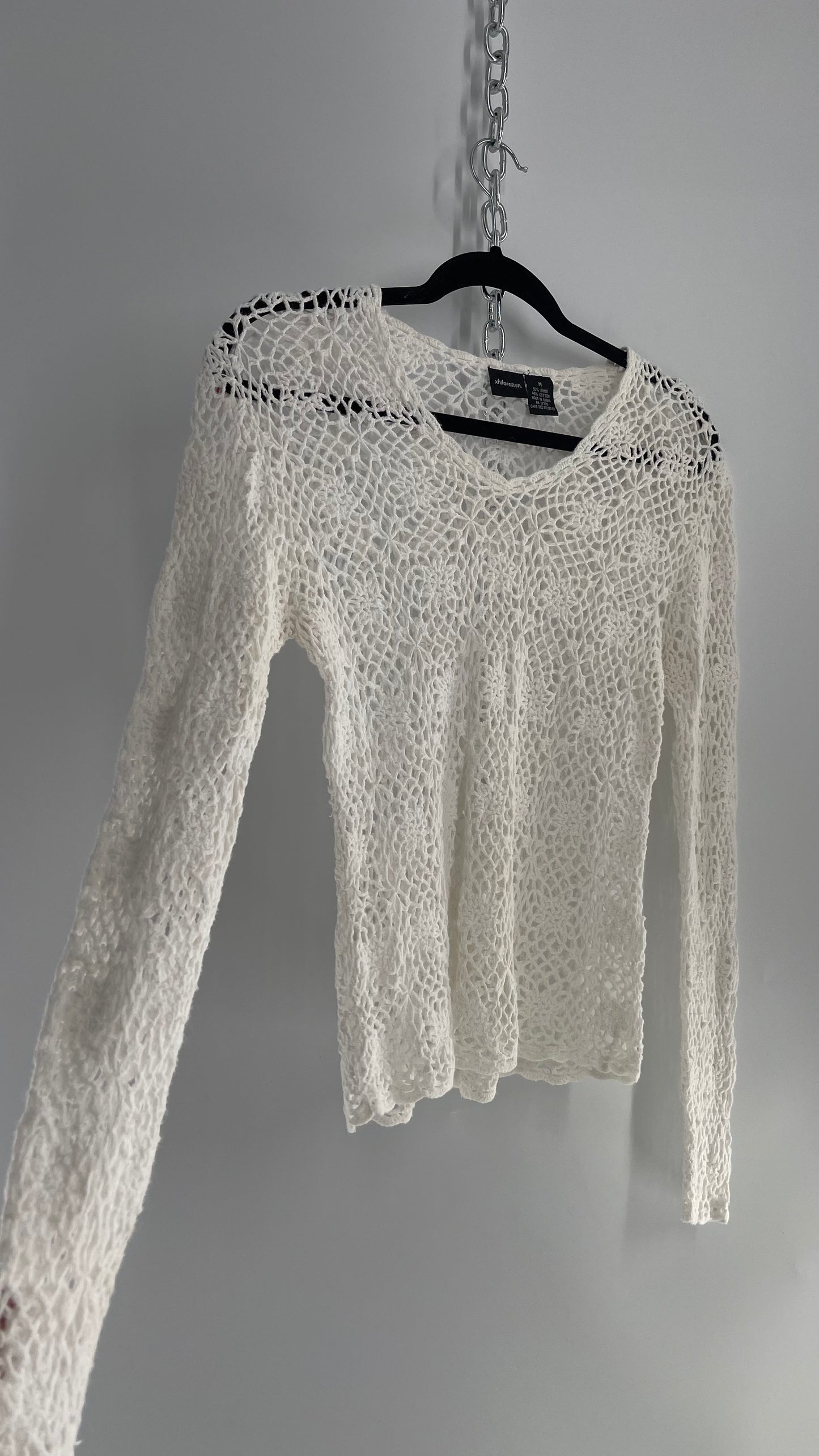 Vintage Crochet Long Sleeve Top (Medium)