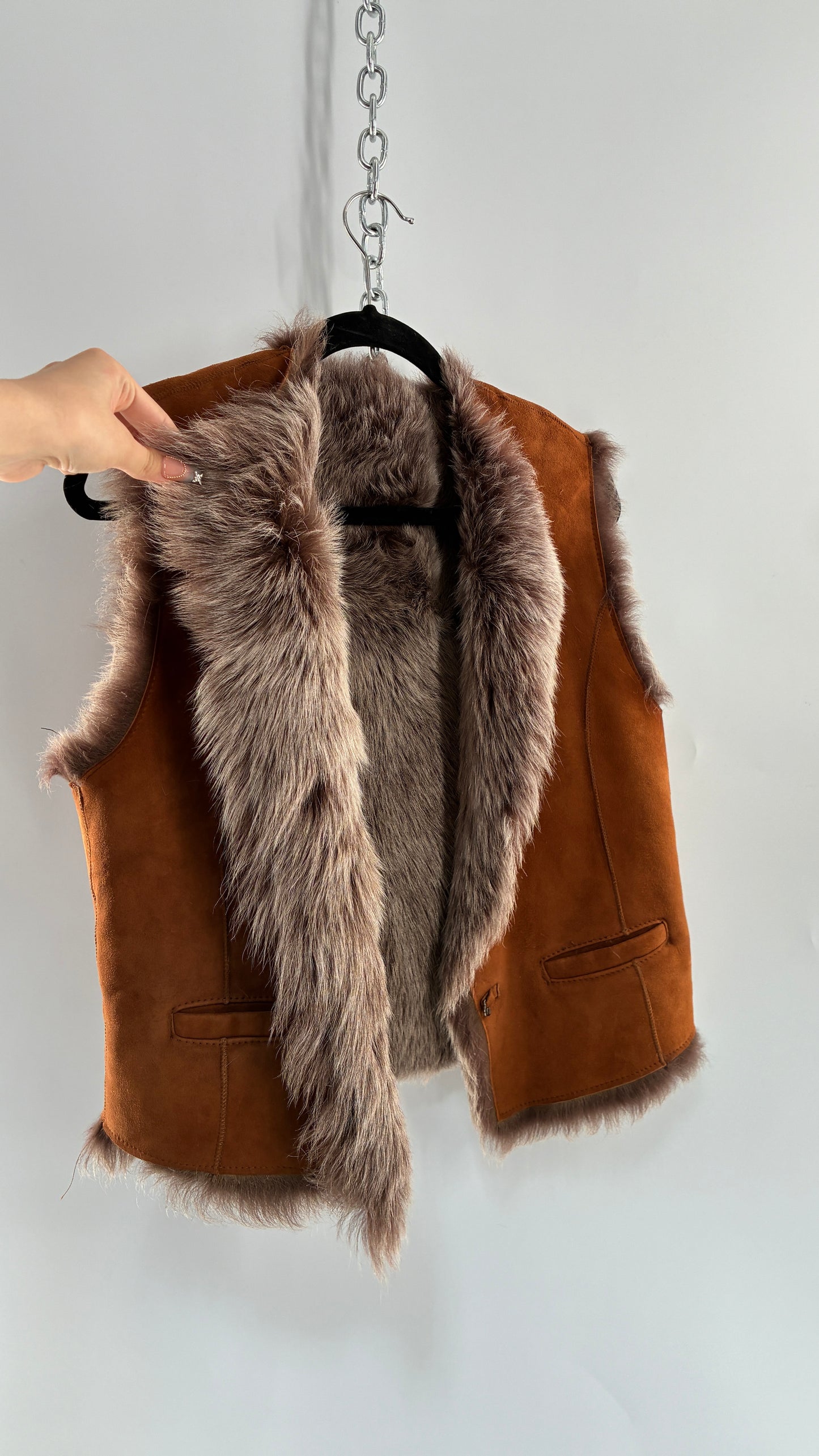 OVERLAND Genuine Fur and Sheepskin Suede Leather Vest Made in France (12)