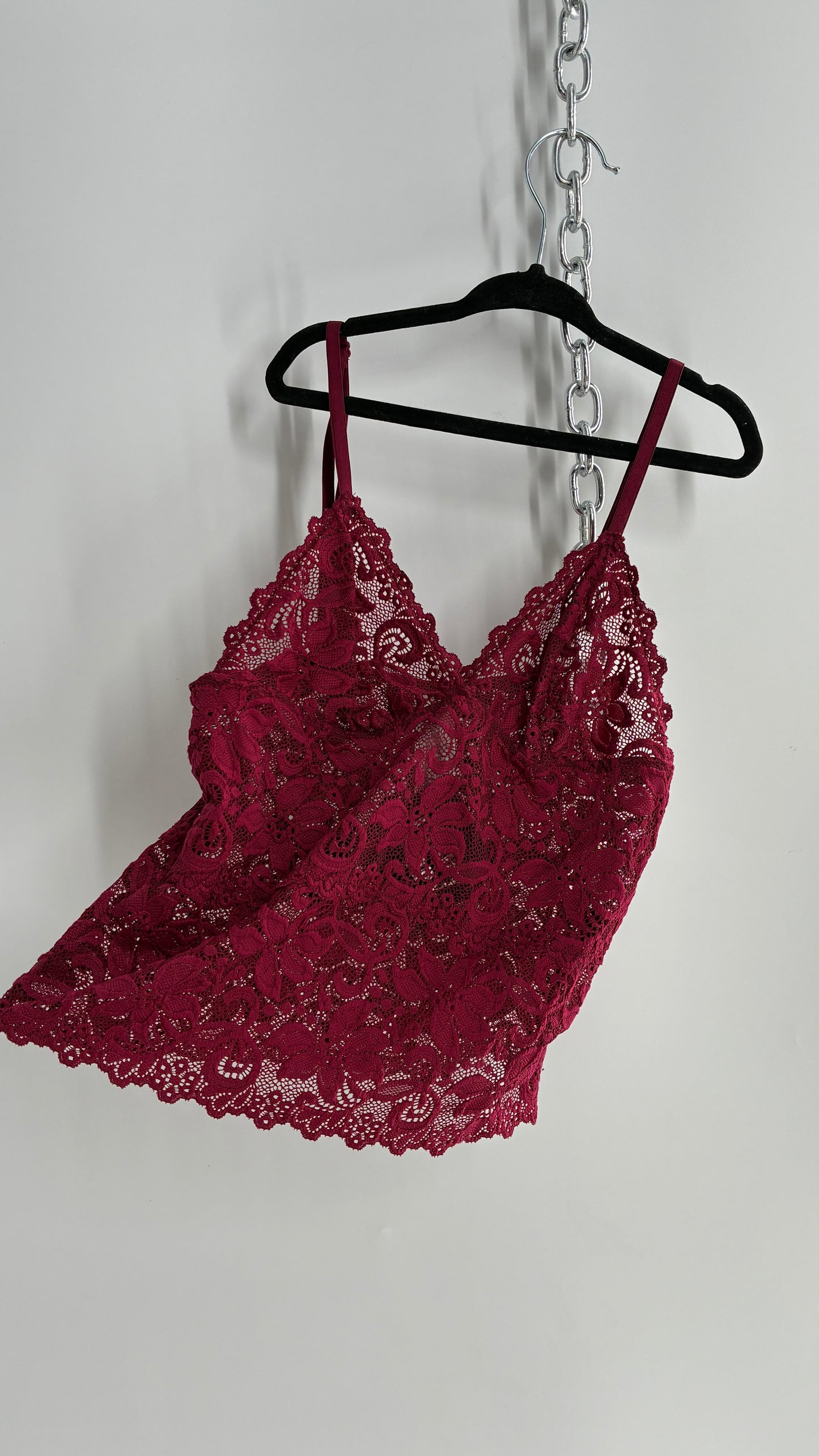 Maroon Red Lace Camisole Tank (Small)