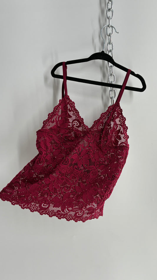 Maroon Red Lace Camisole Tank (Small)