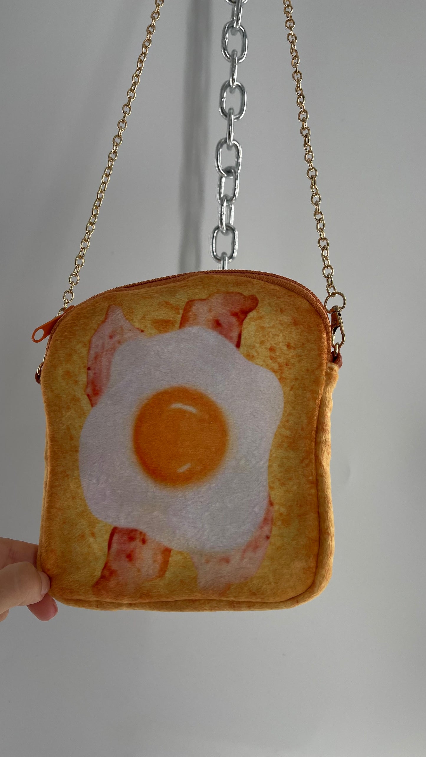 Toast Purse with Egg and Bacon Strips- Breakfast on The Go Bag