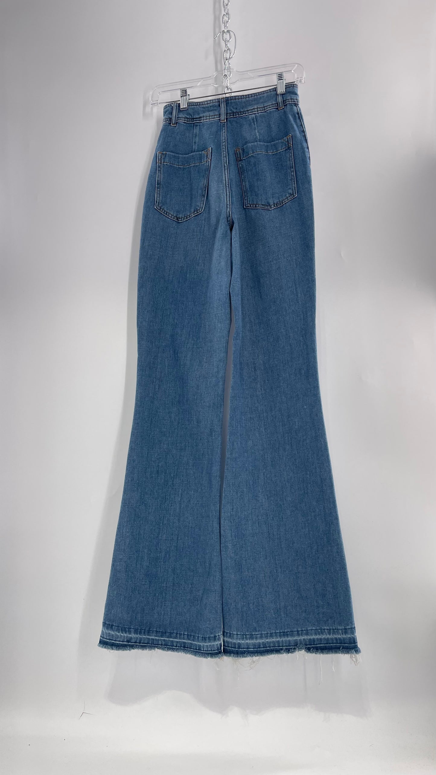 Free People Light Wash High Waisted Wide Leg Jeans (25)