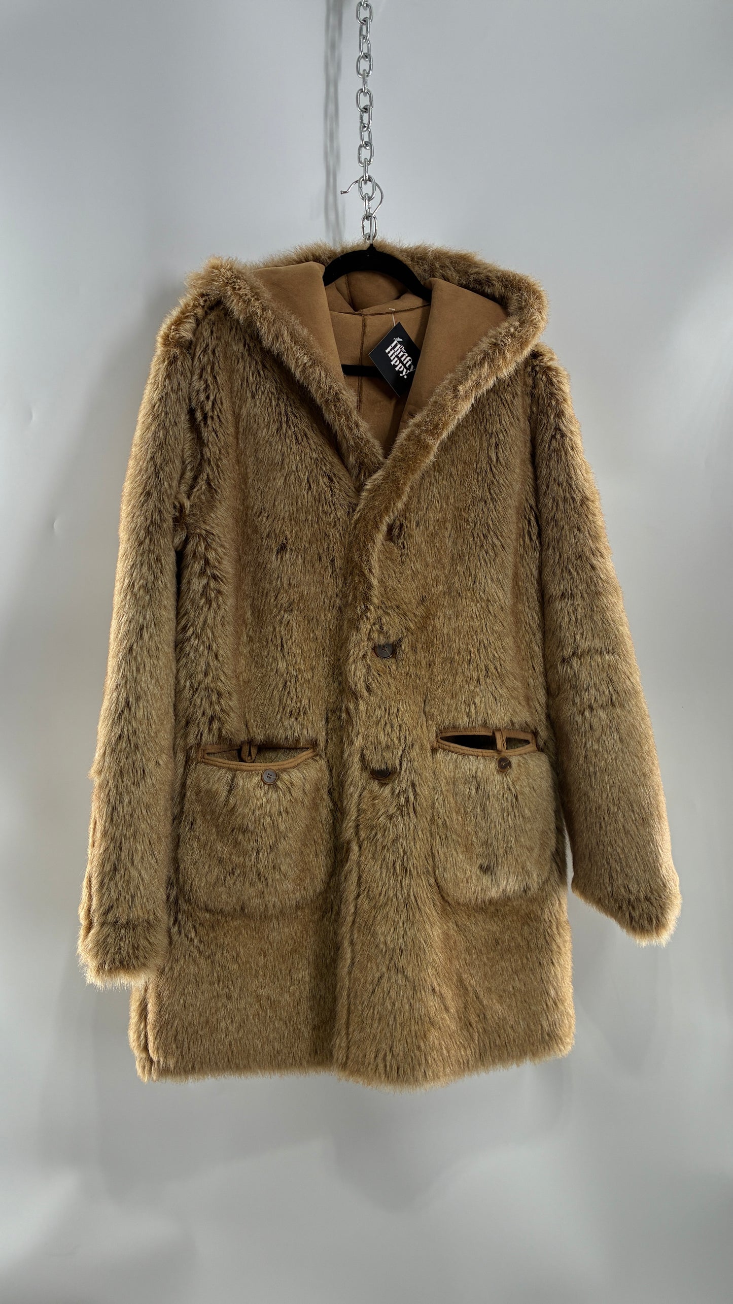 Vintage JONES NEW YORK Reversible Fur and Vegan Suede Coat (Small)